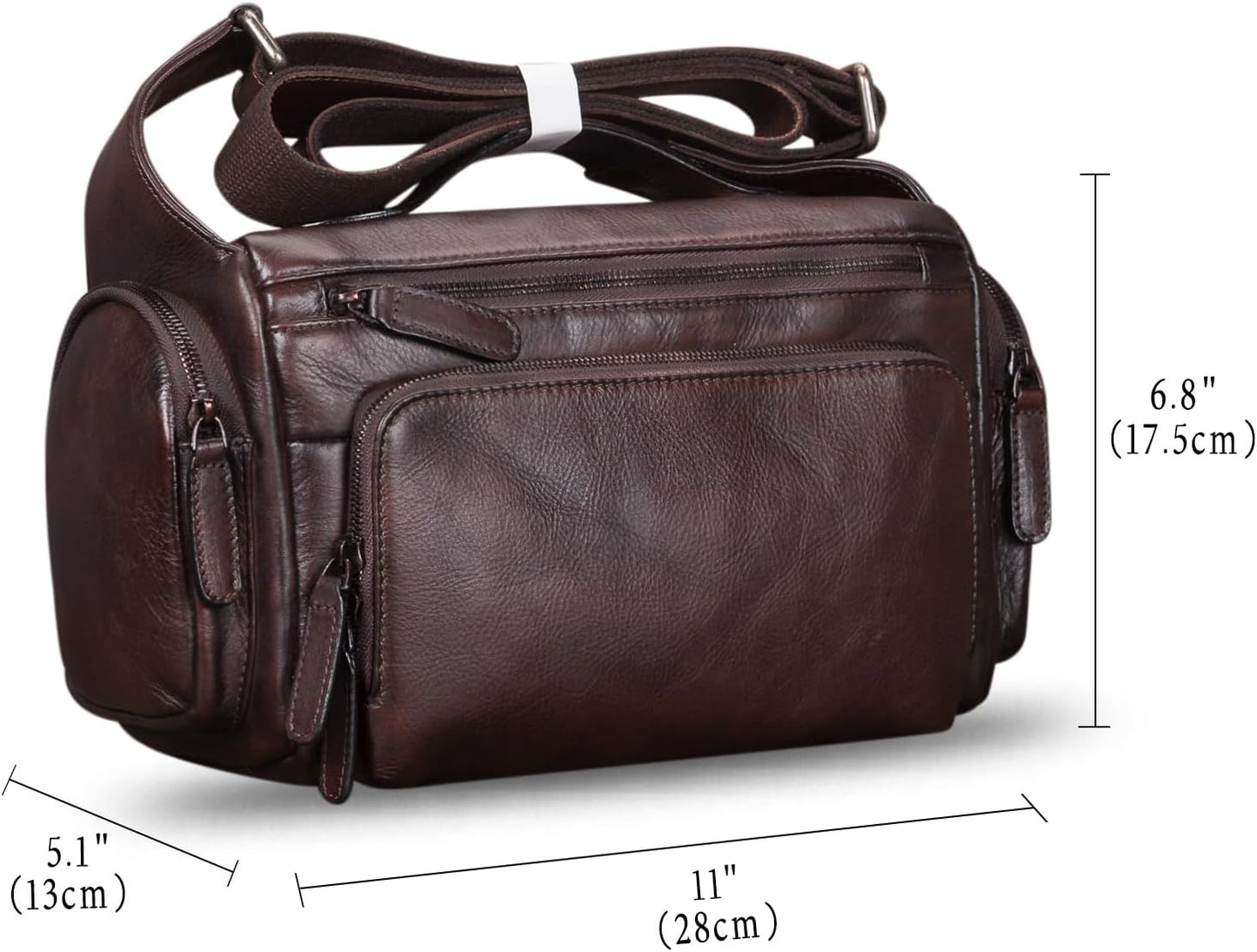 IVTG Genuine Leather Messenger Bag for Men Crossbody Shoulder Pack Satchel Casual Sling Daypack Work Business Daypack