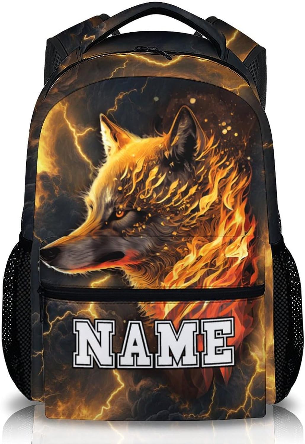 Boys School Backpack, Personalized Cool Wolf Backpacks, Gift for Kids, Casual Kids Bookbag for Preschool Elementary Kindergarten Vacation Travel Picnic