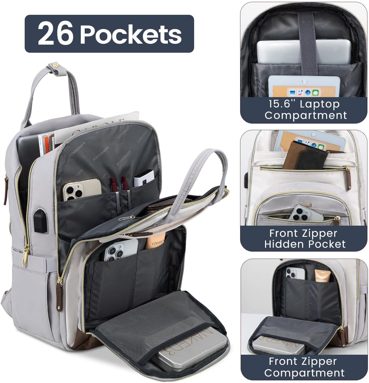 LOVEVOOK Backpack for Women,Laptop Backpack Women,Fits 15.6 Inch Laptop Bag,Fashion Travel Work
