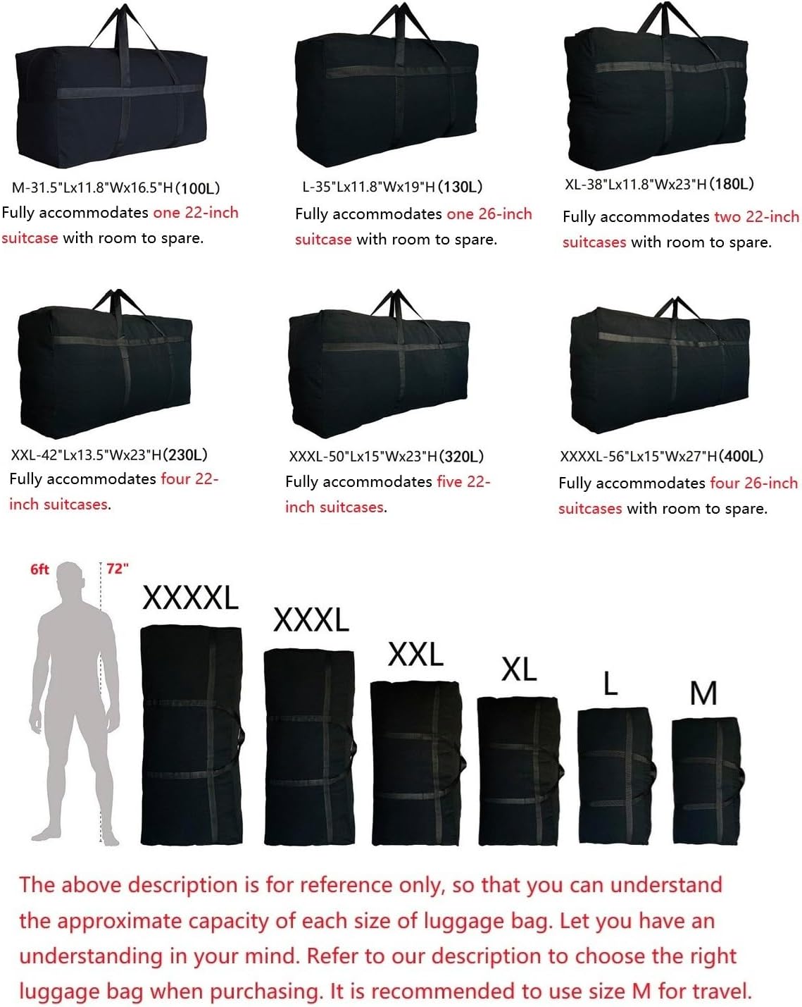 Extra Large Storage Duffle Bag for Travel, Black Oversized Giant Big Traveling Duffle Bag