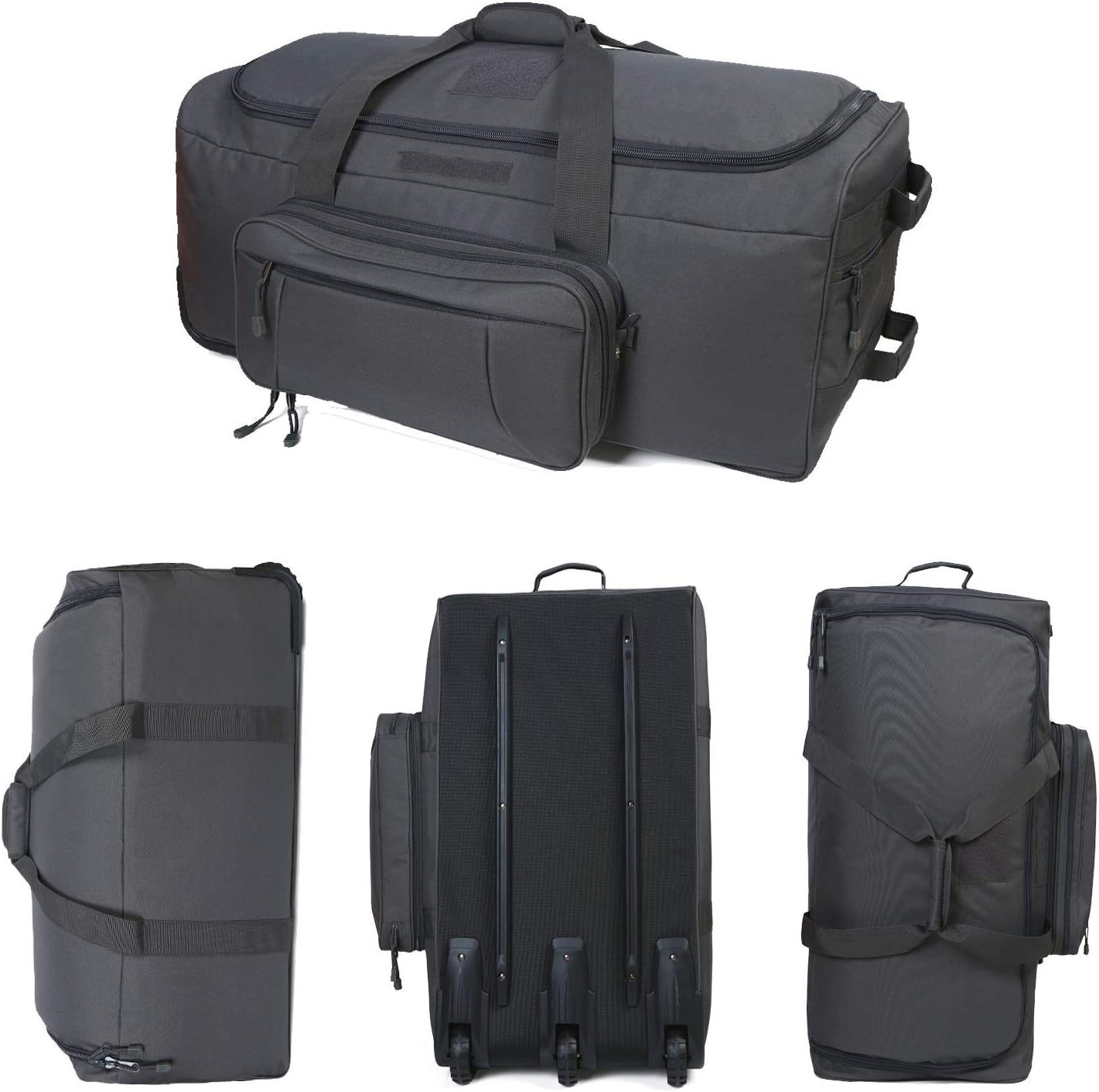 Military Wheeled Deployment Bag Large Tactical Heavy Duty Duffel Bag for Camping Hiking (Grey)