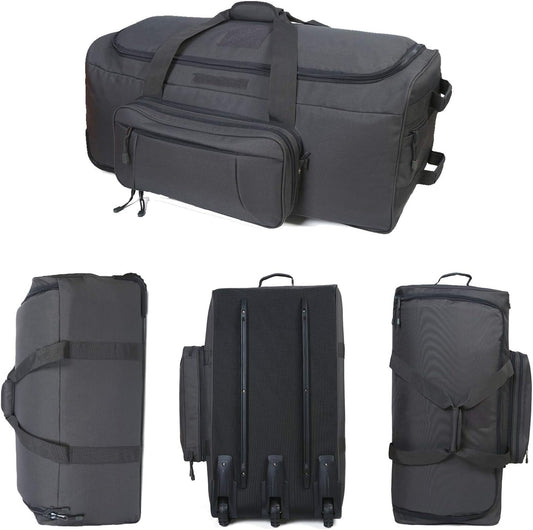Military Wheeled Deployment Bag Large Tactical Heavy Duty Duffel Bag for Camping Hiking (Grey)