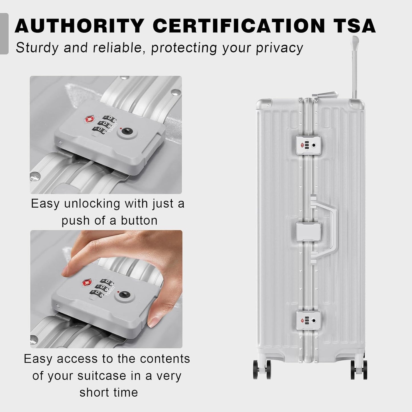 AnyZip Luggage Sets 2 Piece Aluminum Frame Carry On and Checked Suitcase PC ABS Hard Shell TSA Lock