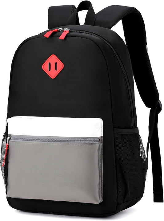 Toddler Backpack, Preschool Backpack for Kids Boys and Girls Kindergarten Preschool Bookbag with Chest Buckle 3-6 Years (Black Grey, Medium-15inch)