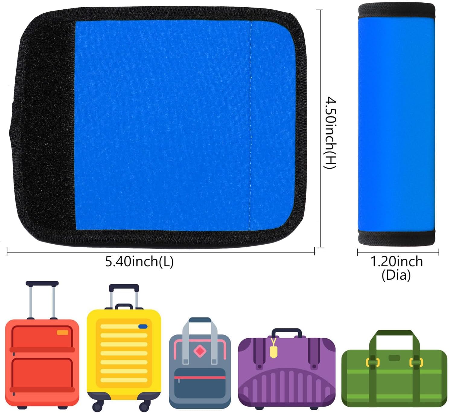 Luggage Handle Wrap 6 Pack-Neoprene Luggage Handle Wraps for Suitcase/Beach Bag/Backpacks Bright