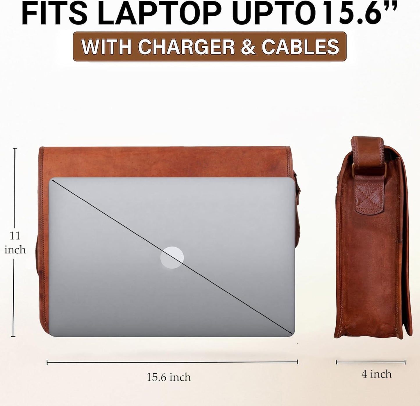 RUSTIC TOWN 15 inch Vintage Crossbody Full Grain Leather Laptop Messenger Bag