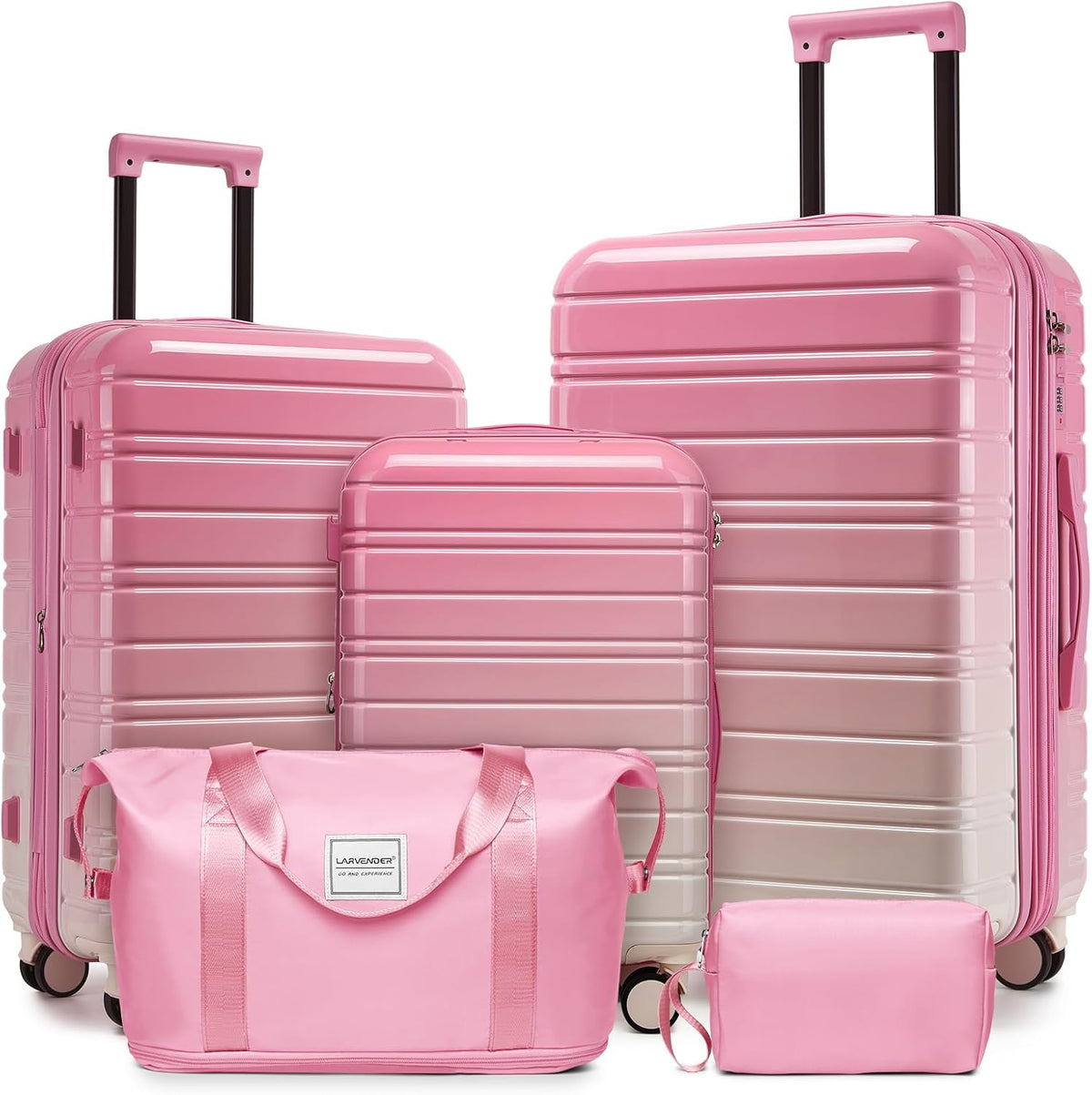LARVENDER Luggage Sets 5 Piece Hardside Expandable Suitcase with Wheels Lock,PC+ABS Hardside