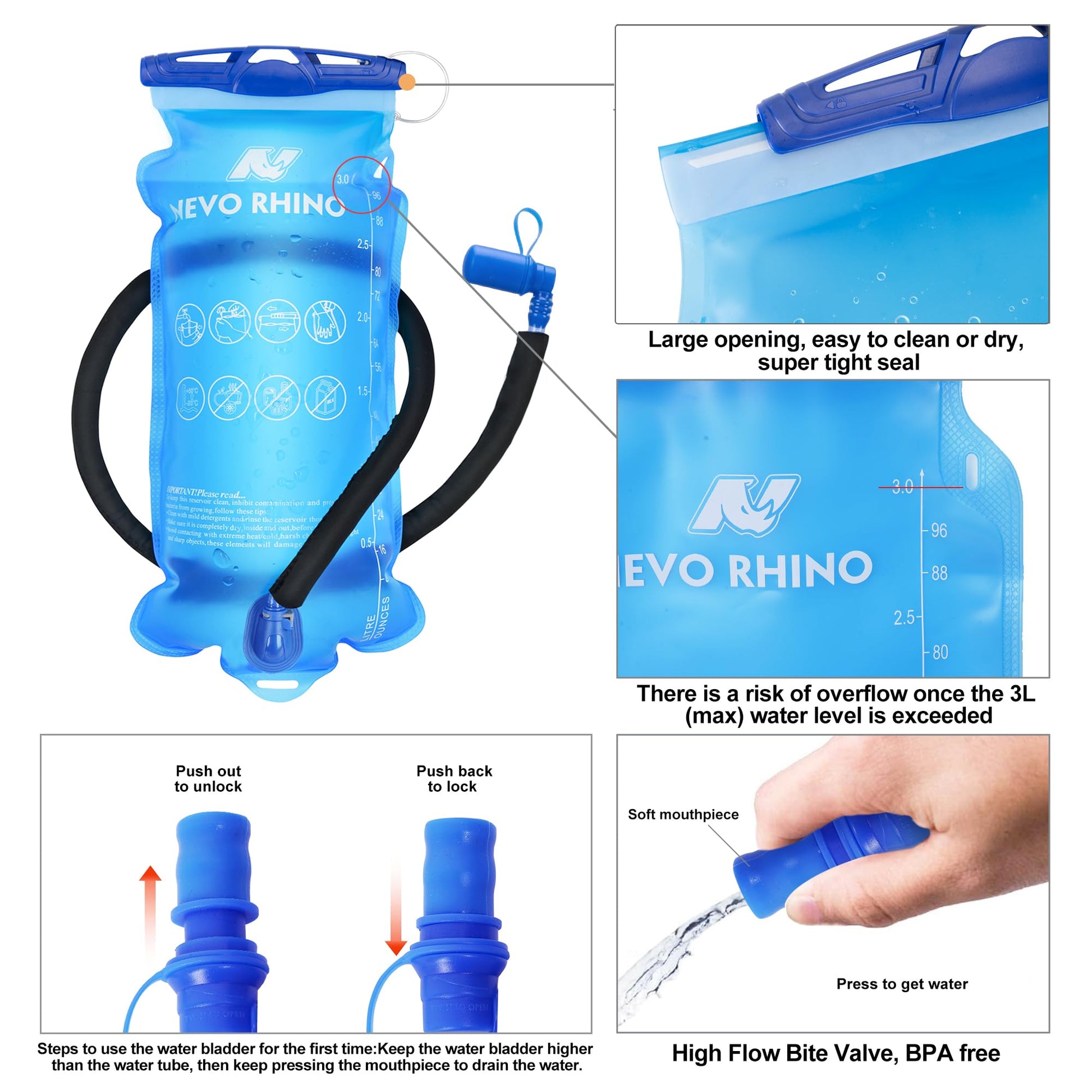 N NEVO RHINO Hydration Backpack, 18L Hiking Backpack with 3L Water Bladder