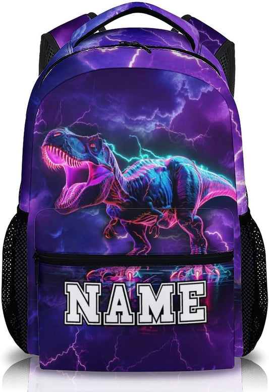 Kids Backpack, Personalized Colorful Boys Bookbag, Dinosaur Backpacks, Gift for Kid Back to School, 17 Inch Aesthetic Schoolbag for Travel Camping School Hiking