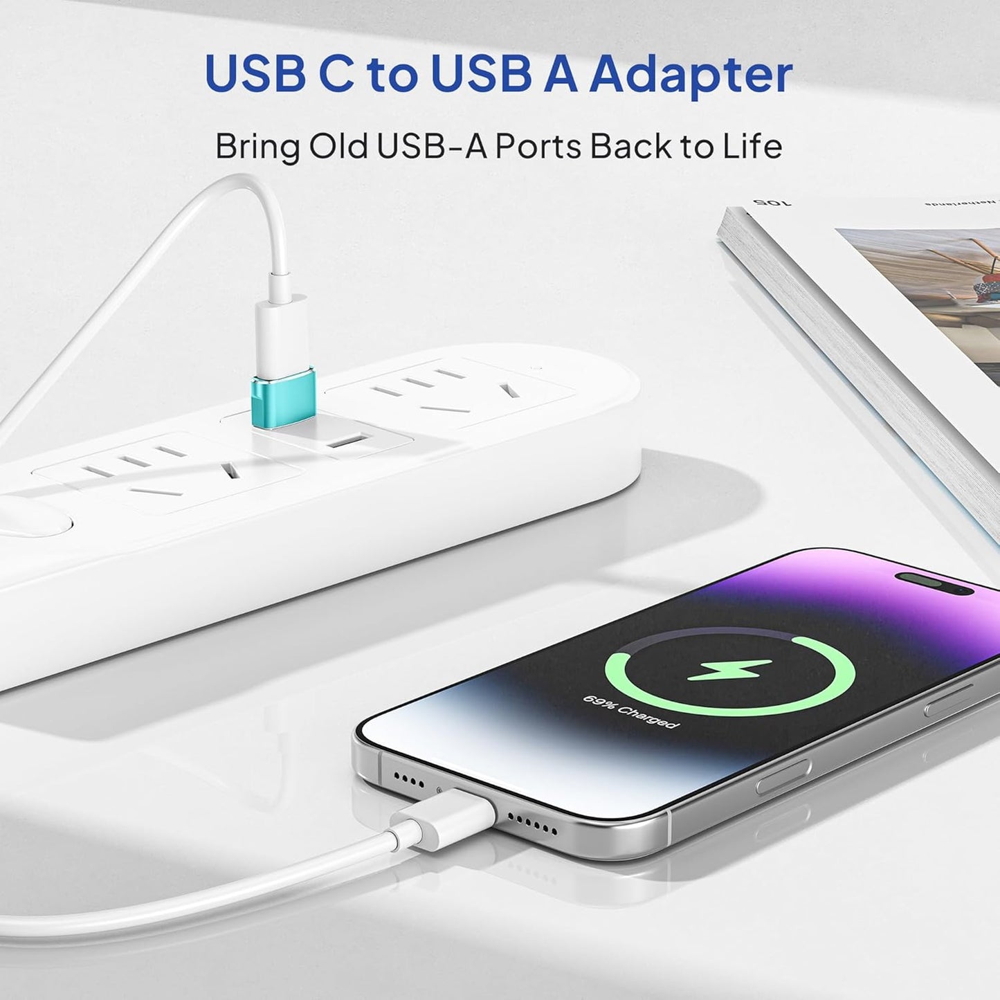 Elebase for Apple Watch Ultra 3 Adapter,USB to USB C Adaptor 4 Pack,Type C Female to A Male Charger Converter for iWatch Series 8 7,iPhone 17 16 15 14 Pro Plus Max,Airpods 4,iPad 9 10 Air 5 Mini 6 7 8
