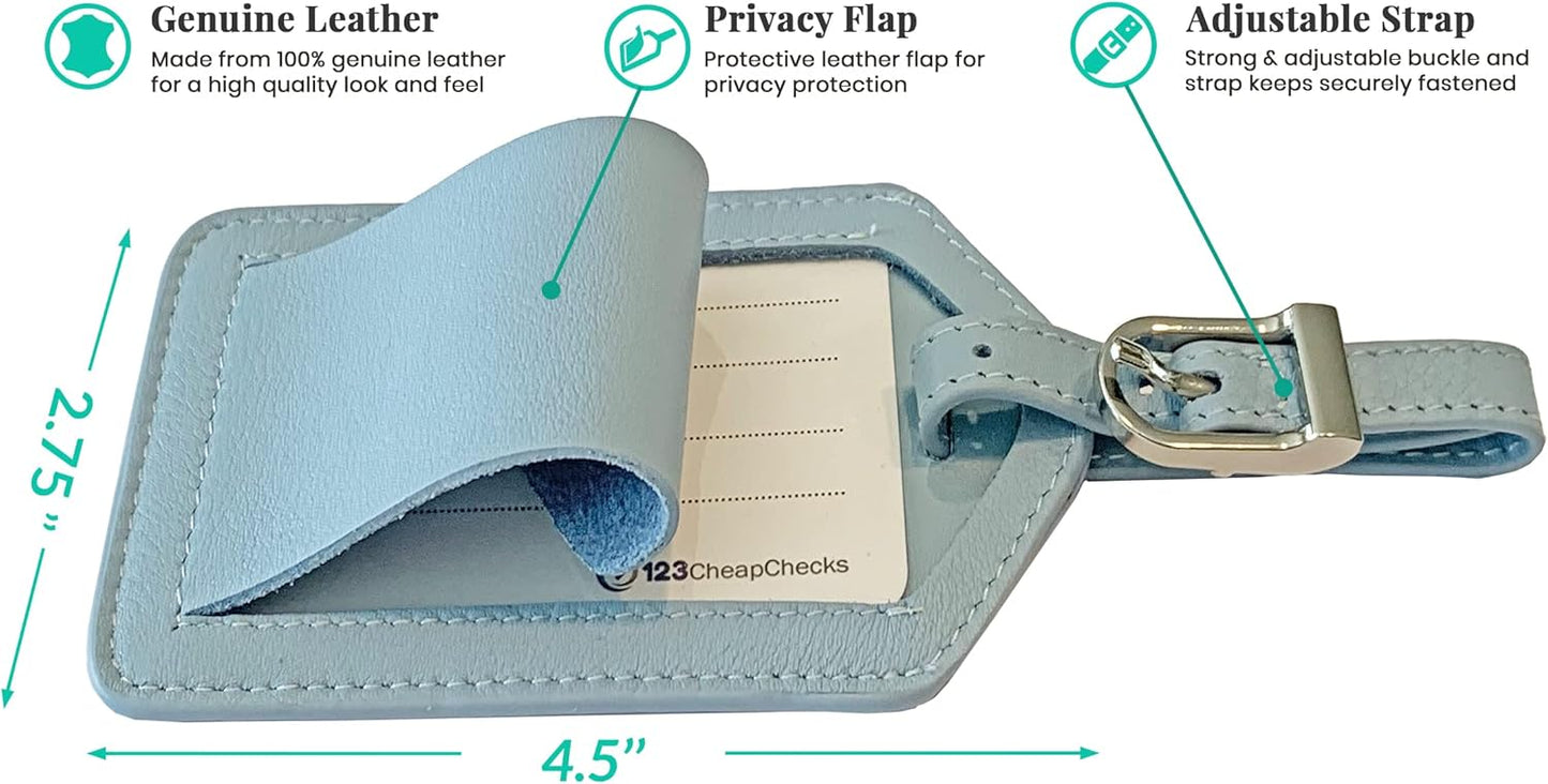 Personalized Monogrammed Chambray Leather RFID Passport Cover Holder and 2 Luggage Tags