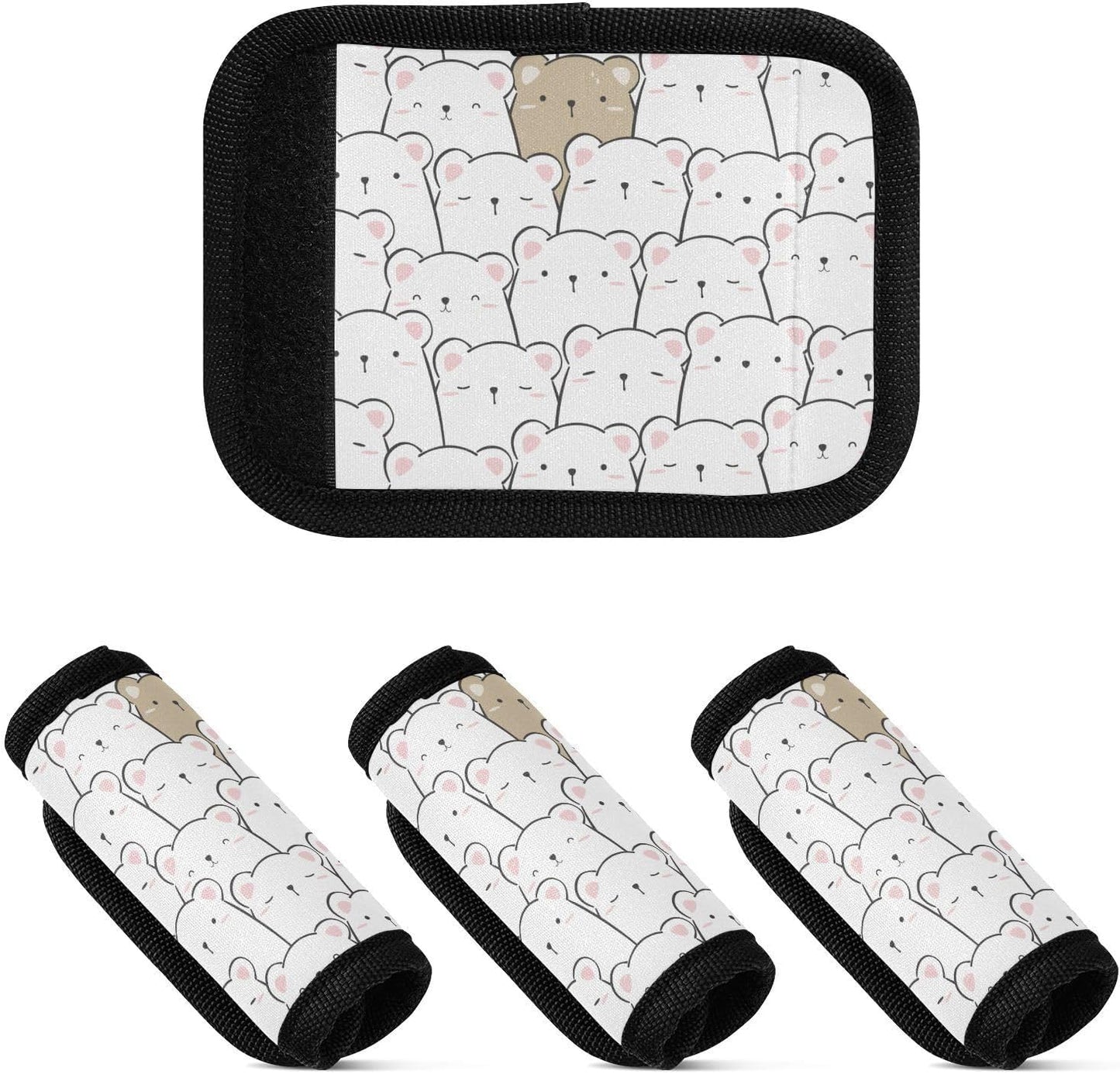 4 PC Luggage Handle Wrap Luggage Handle Covers Tags for Suitcase Bags Travel Luggage Handle Identifier Gripper Cute Teddy Bear