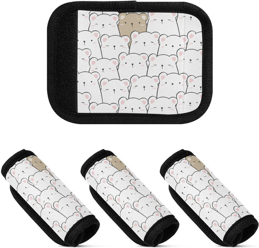 4 PC Luggage Handle Wrap Luggage Handle Covers Tags for Suitcase Bags Travel Luggage Handle Identifier Gripper Cute Teddy Bear