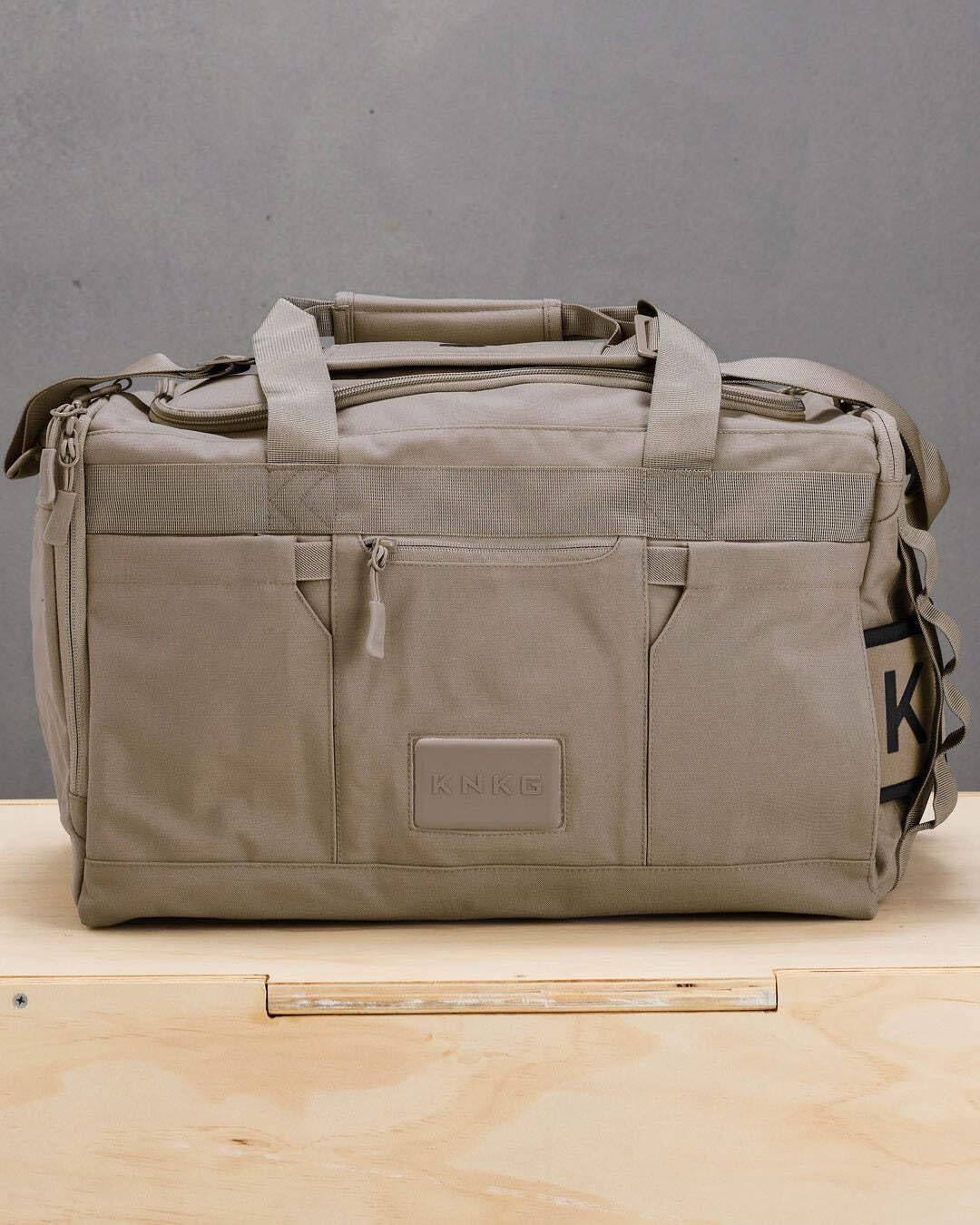 KNKG CORE Duffel Medium 35L - Gym Bag with Lifting Belt Attachment - Durable 500D Nylon, YKK Zippers - Natty