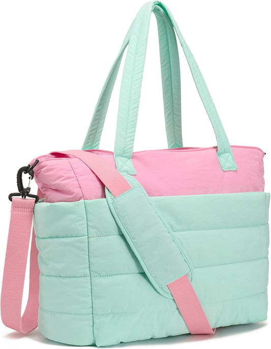 AOCINA Puffy Tote Bag for Women Quilted Work Bag Nurse Bags Women's Handbags for Travel