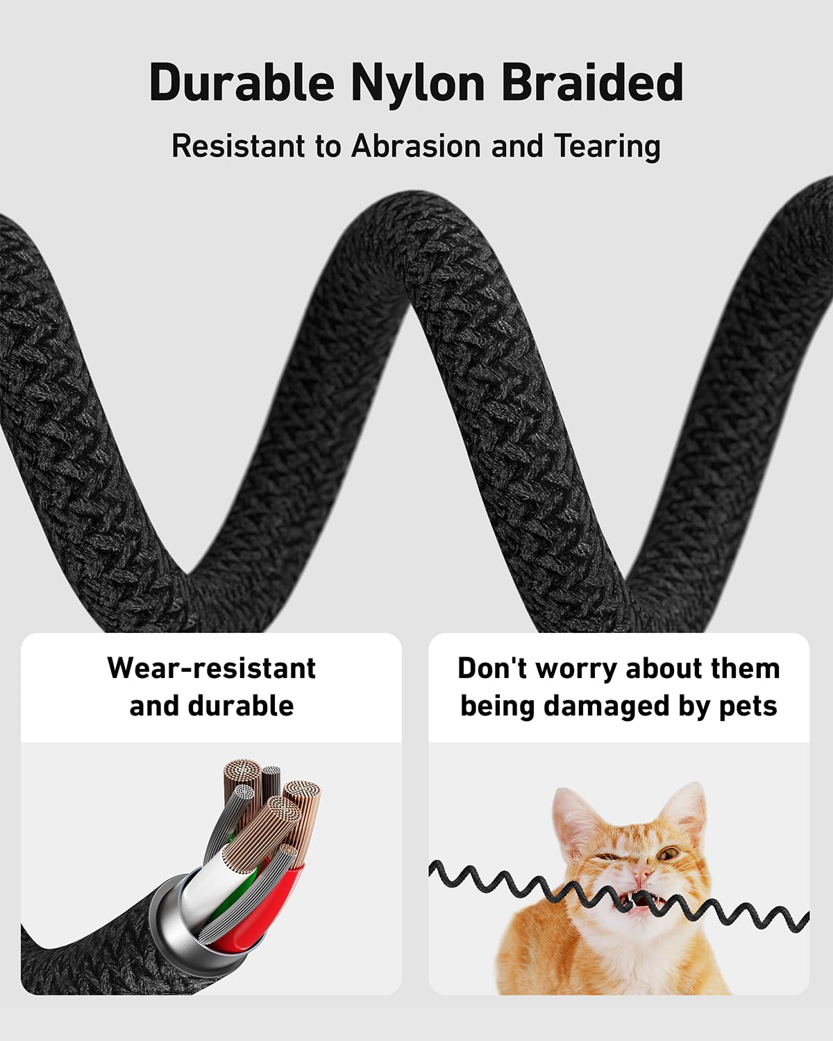 Coiled USB C to Lightning Cable 3FT, 2 in 1 iPhone 15 Charger Cord for Car Nylon Braided Multi Type C to TypeC Fast Charging Cables for iPhone 17 16 15 14 13 12 11 iPad, Samsung Galaxy Sony - 1Pack