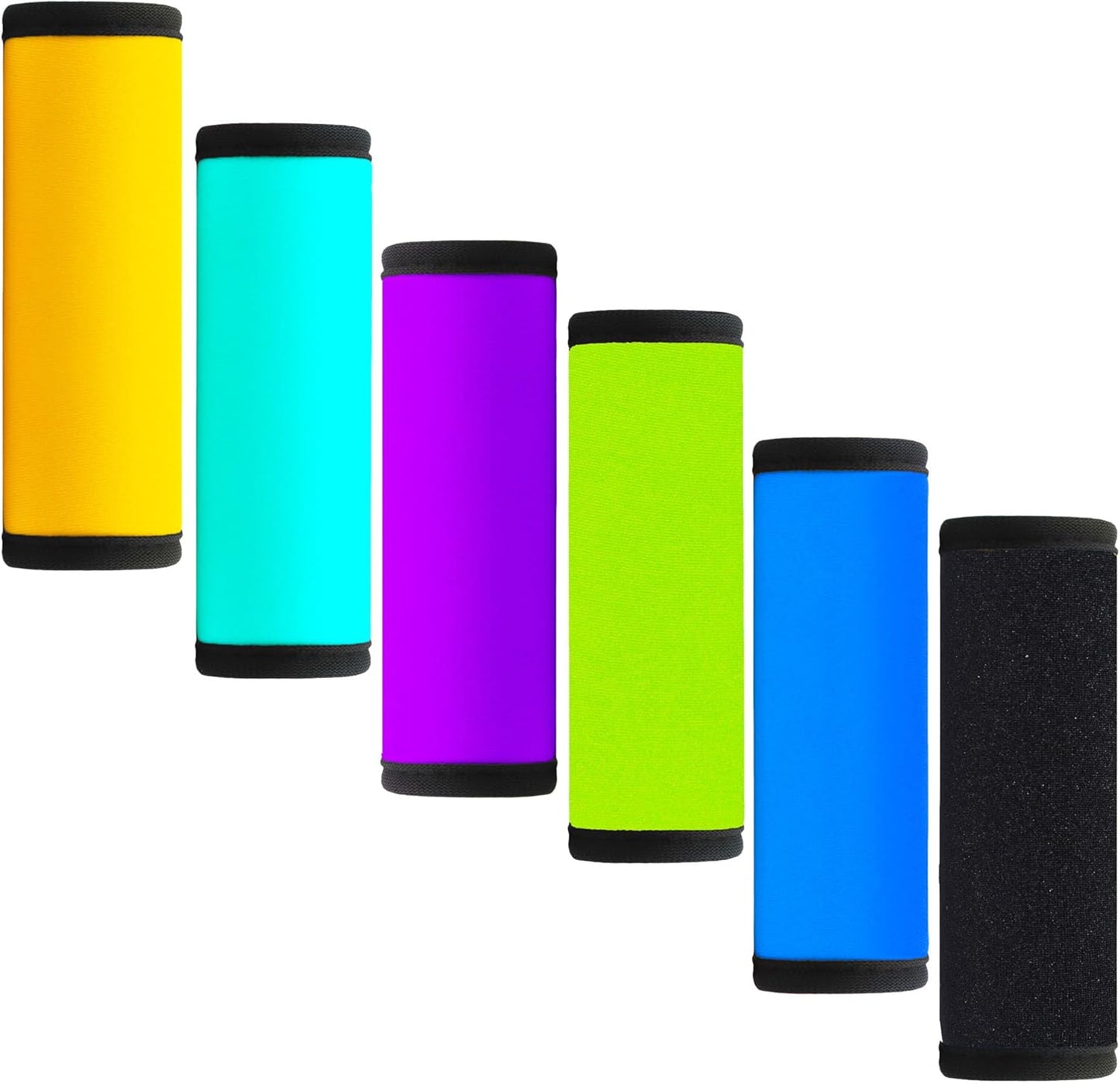 Luggage Handle Wrap 6 Pack-Neoprene Luggage Handle Wraps for Suitcase/Beach Bag/Backpacks Bright Suitcase Identifiers Travel Accessories for Airplane (Black)