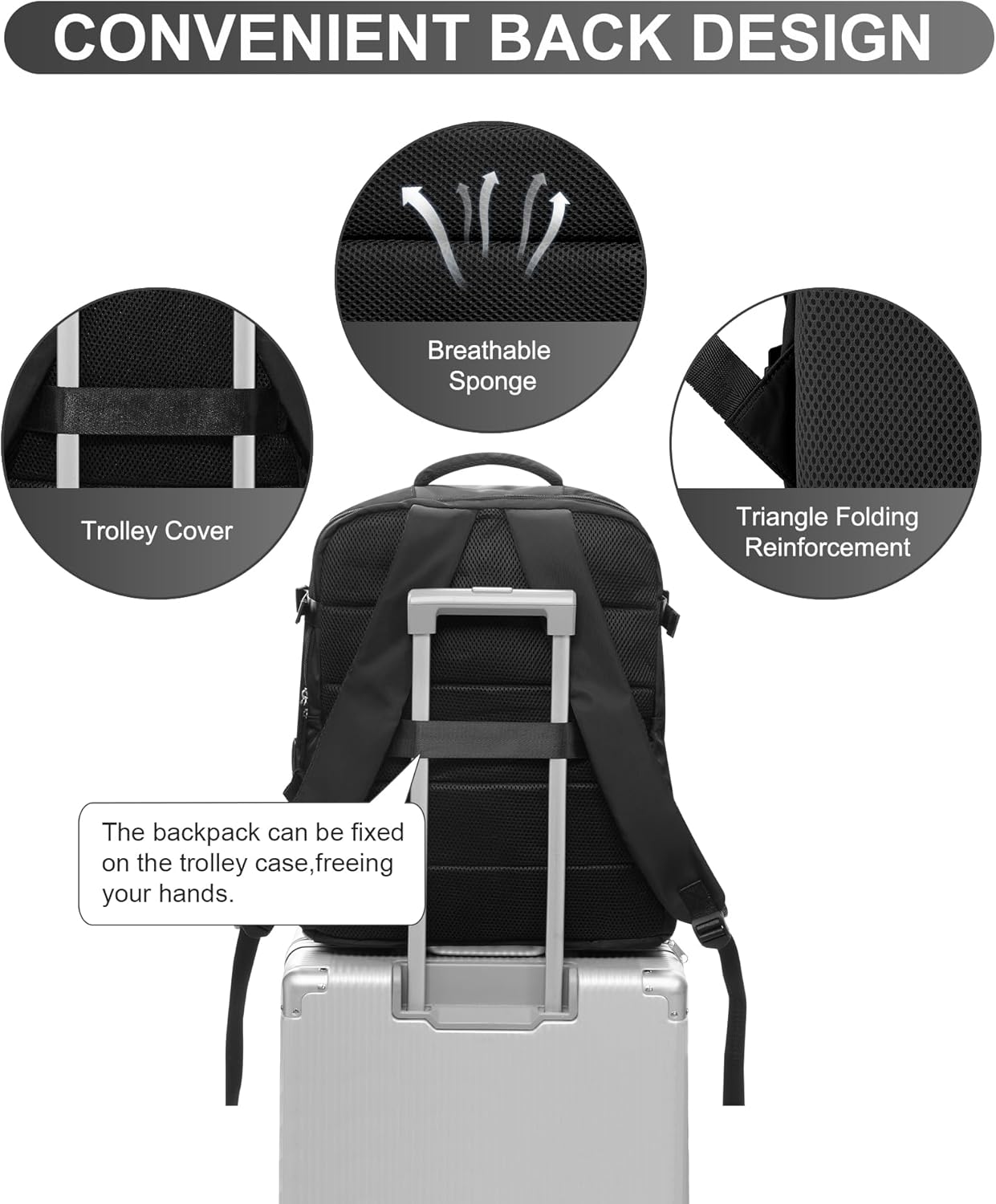 WONHOX Large Travel Backpack Carry on Flight Approved Laptop Work Business Backpack for Women Men Mochila de Viaje