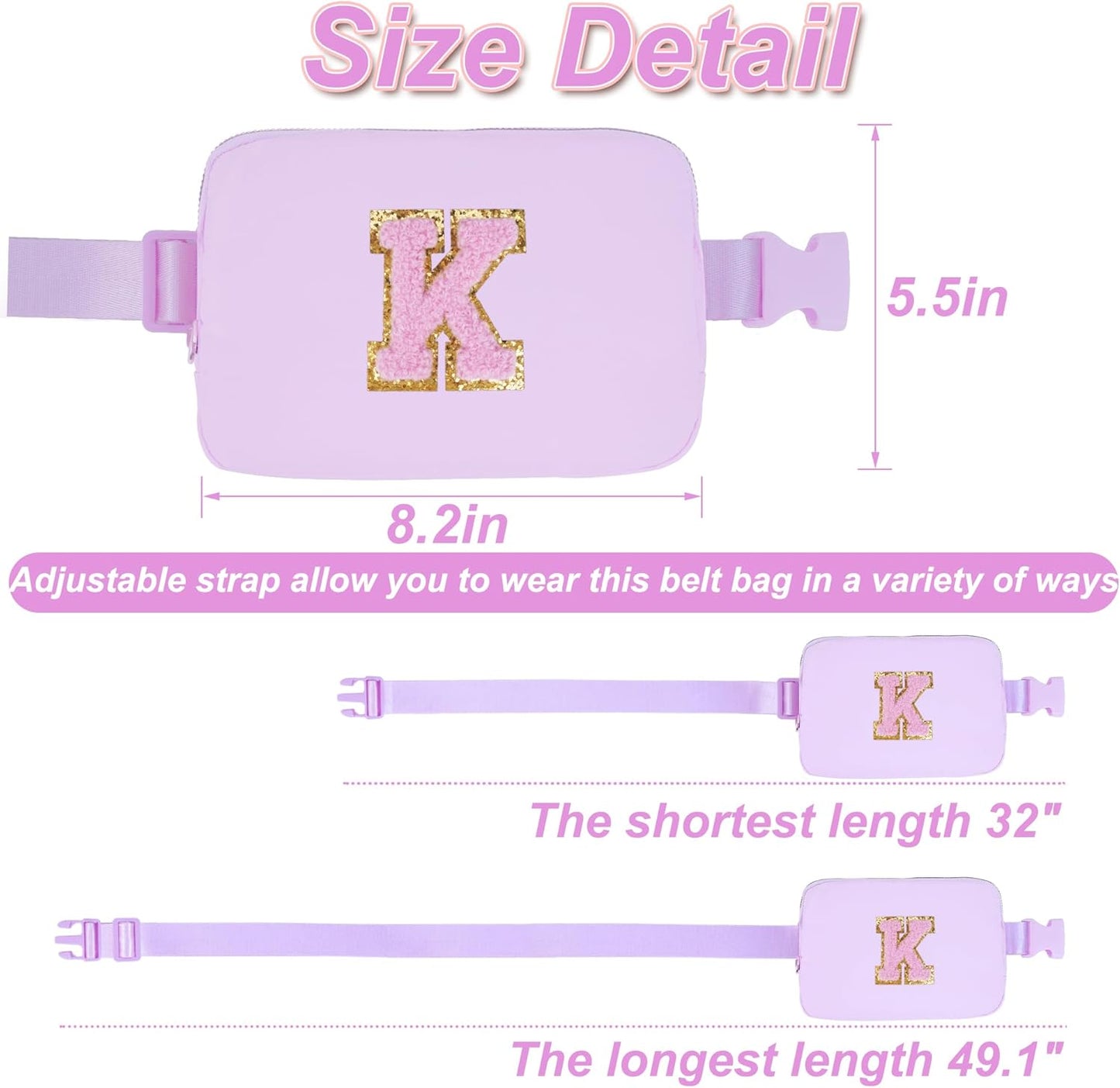 Birthday Gifts for 6 7 8 9 10 11 12 13 Year Old Girls,Fanny Pack Belt Bag Crossbody Bags for Women Girls Kids,Fashion Waist Packs Cute Teen Trendy Stuff Travel Essentials | Lavender,K