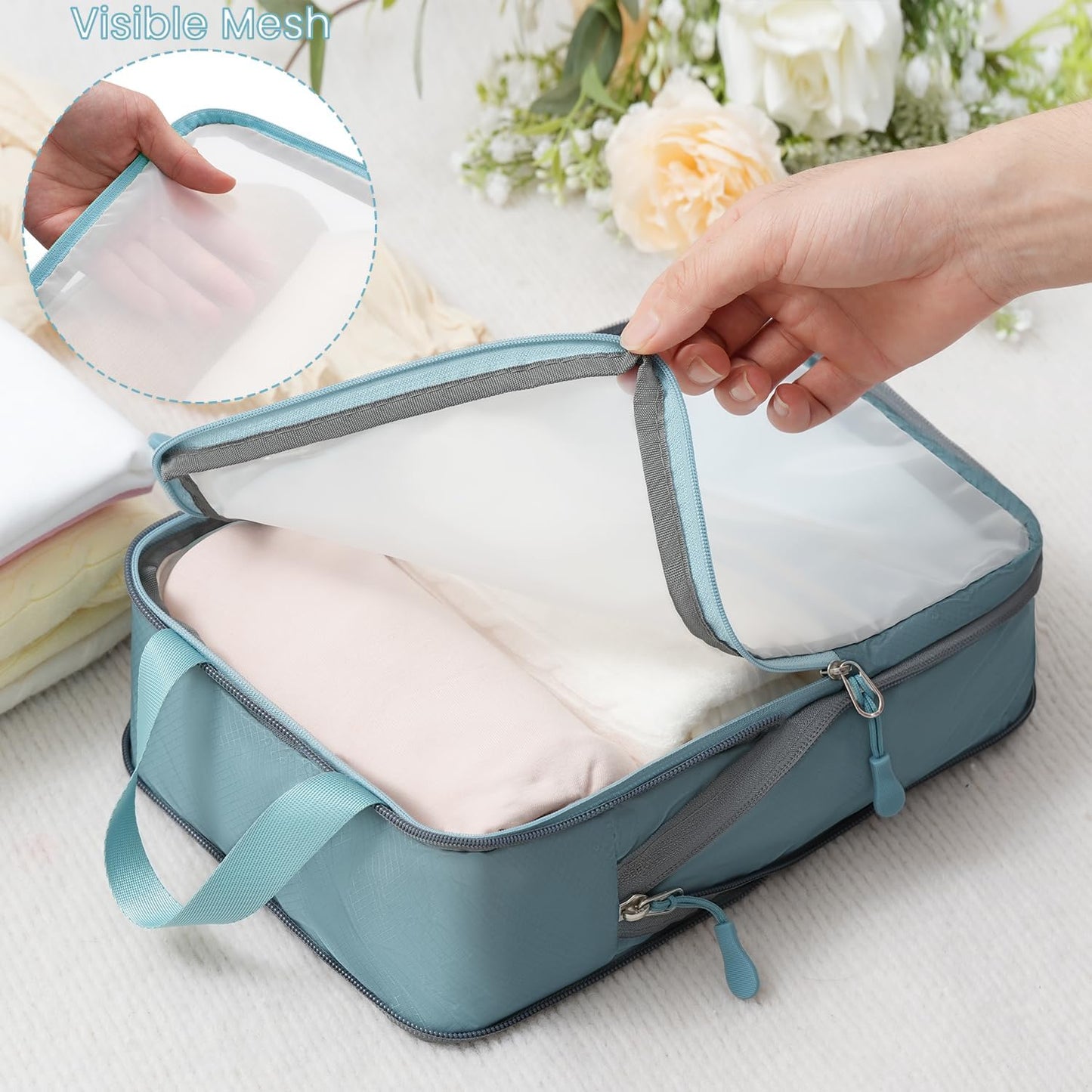 BAGAIL 6 Set Ultralight Compression Packing Cubes Packing Organizer for Travel Accessories Luggage