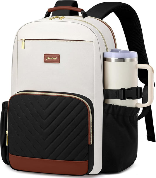 Laptop Backpack for Women Bookbag: 17 inch Work School Backpacks with Pouch Pocket for Large Capacity Cup & USB Charger College Book Bag Travel Business Nurse Teacher Bookbags Anti-theft Back Pack