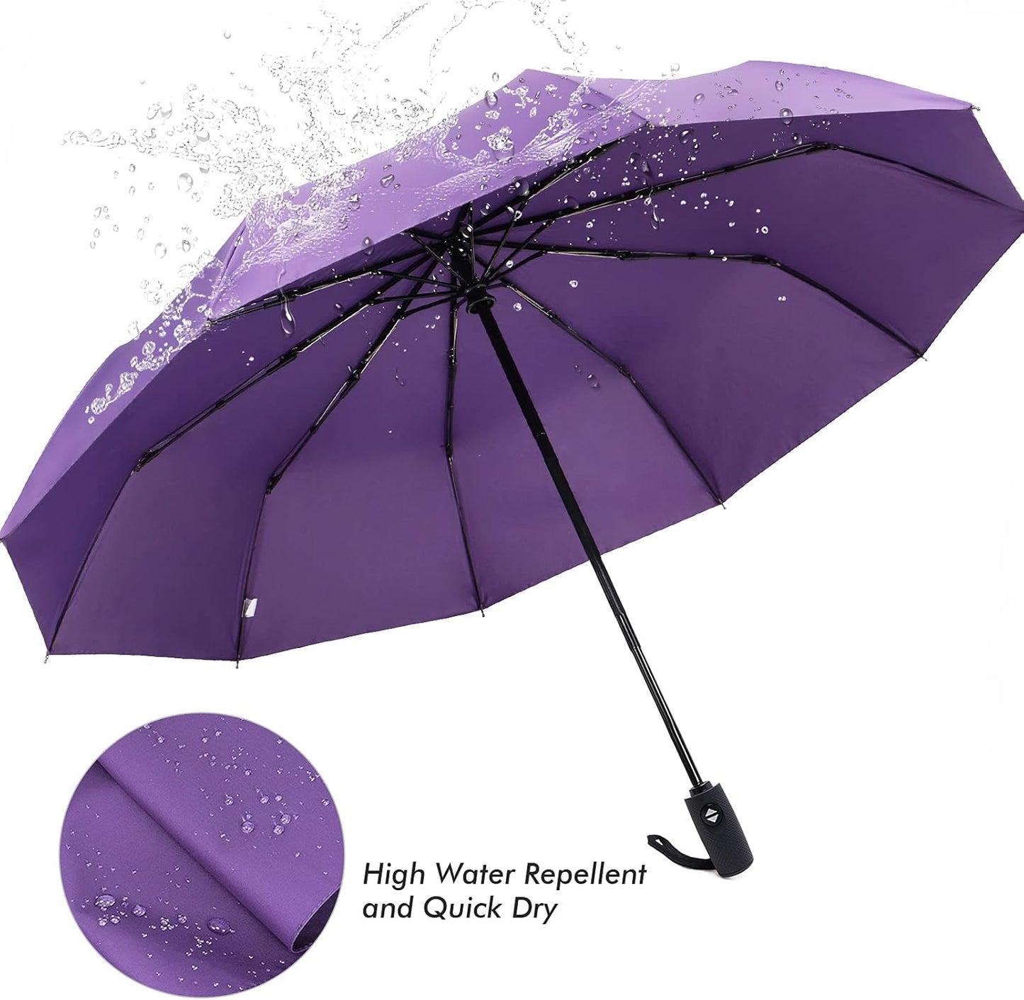 ZOMAKE Travel Umbrella Compact - 10 Ribs Portable Collapsible Umbrellas for Rain Windproof - Paraguas Automatic Small Folding Umbrella Lightweight Packable Umbrella for Women Men
