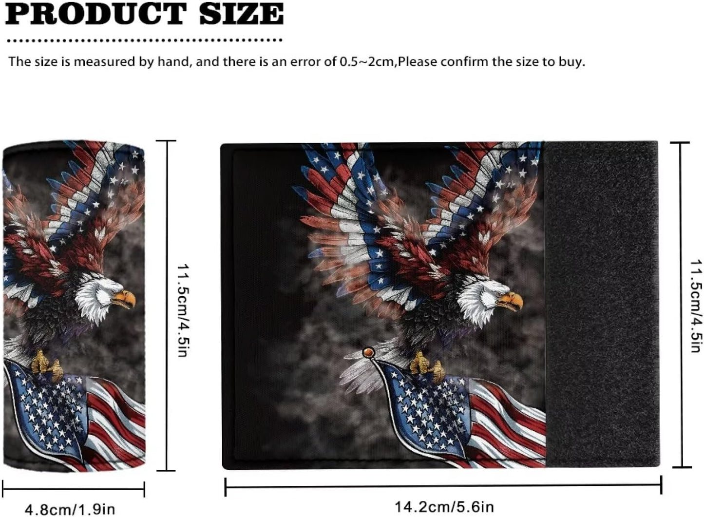 4th of July Flag Luggage Handle Wrap Grip for Suitcase,2 Pack Eagle Luggage Grip Wraps Suitcase Identifiers Comfortable Trolley Case Grip Cover
