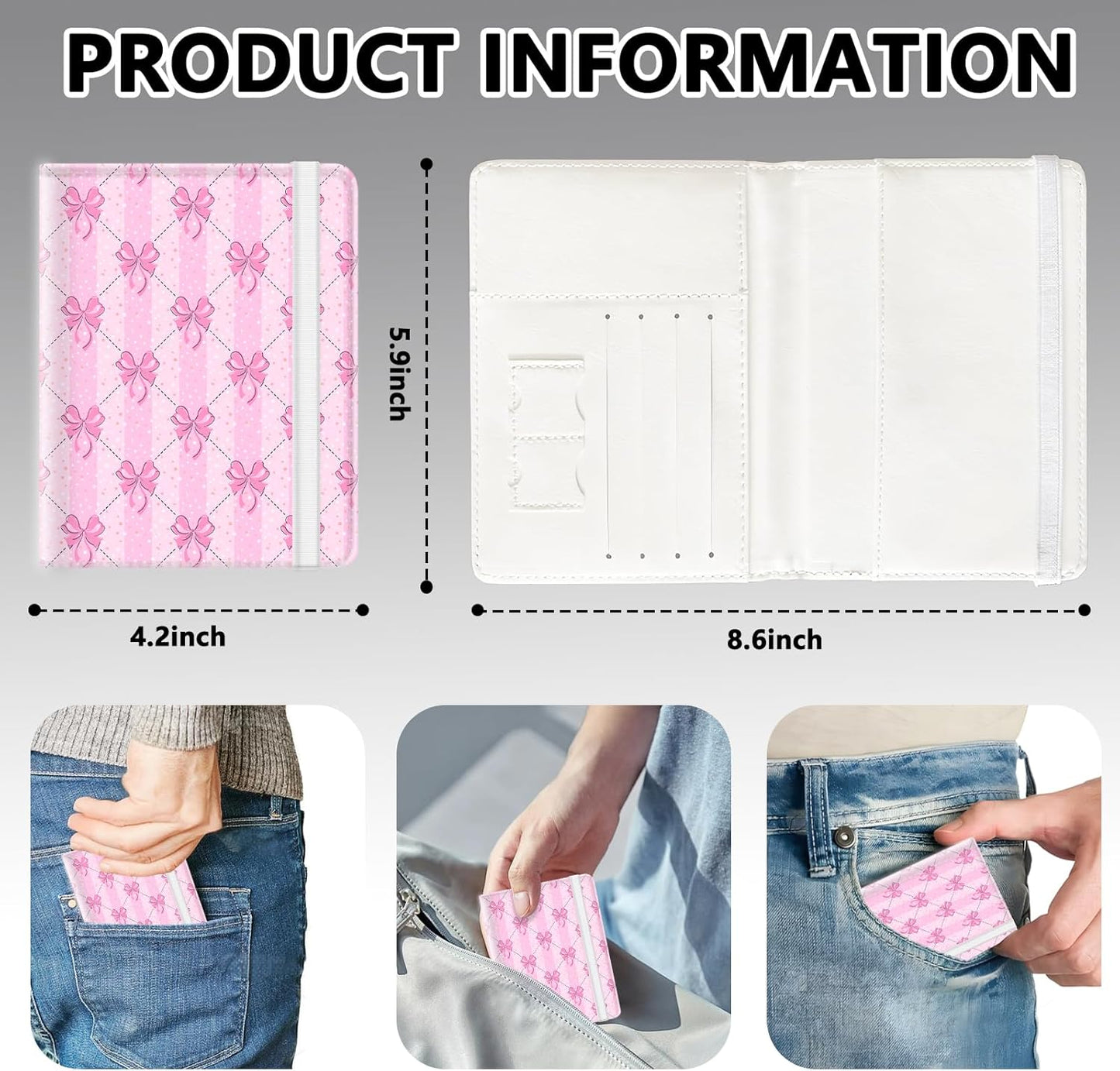 Passport Holder for Travel, Cute Passport Cover for Women Men, Waterproof PU Leather Rfid Blocking Passport Wallet with Credit Card Case for Travel Family, Boys Girls Travel Essentials