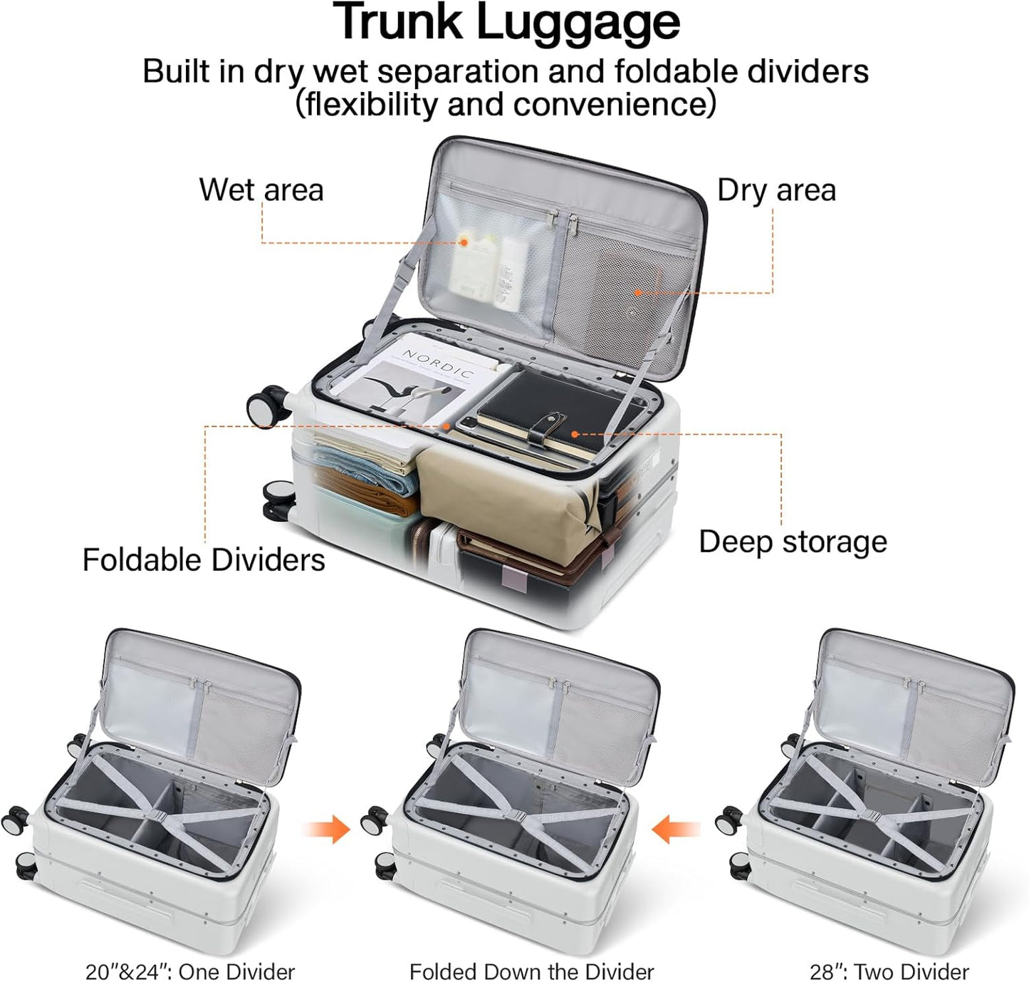 Hanke 20 Inch Carry On Luggage with Cup Holder and Charge,Top Opening Hard Shell Suitcases with