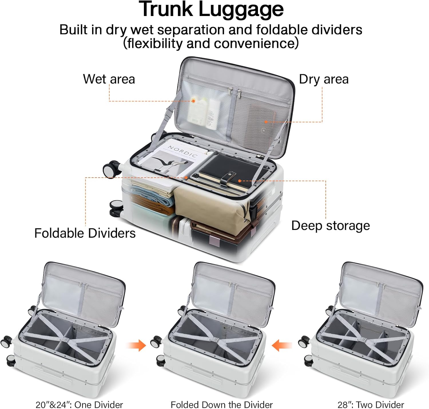 Hanke 20 Inch Carry On Luggage with Cup Holder and Charge,Top Opening Hard Shell Suitcases with