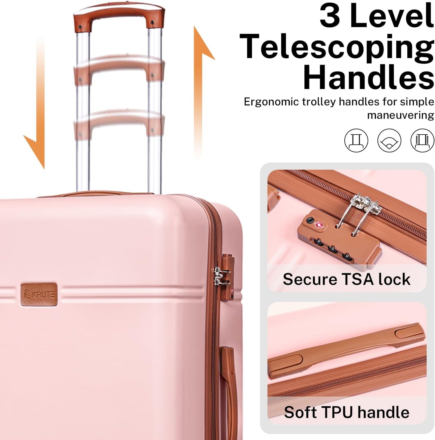 Krute Large Luggage 28 inch Suitcase with TSA Lock PC+ABS Hard Shell Checked Luggages with Spinner Wheels Hard Side Suitcases