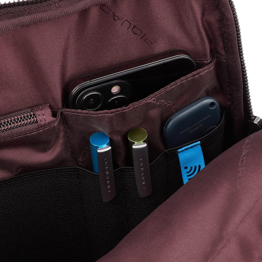 PIQUADRO Briefcase with two handles in leather and 2 compartments in leather, Black, One size