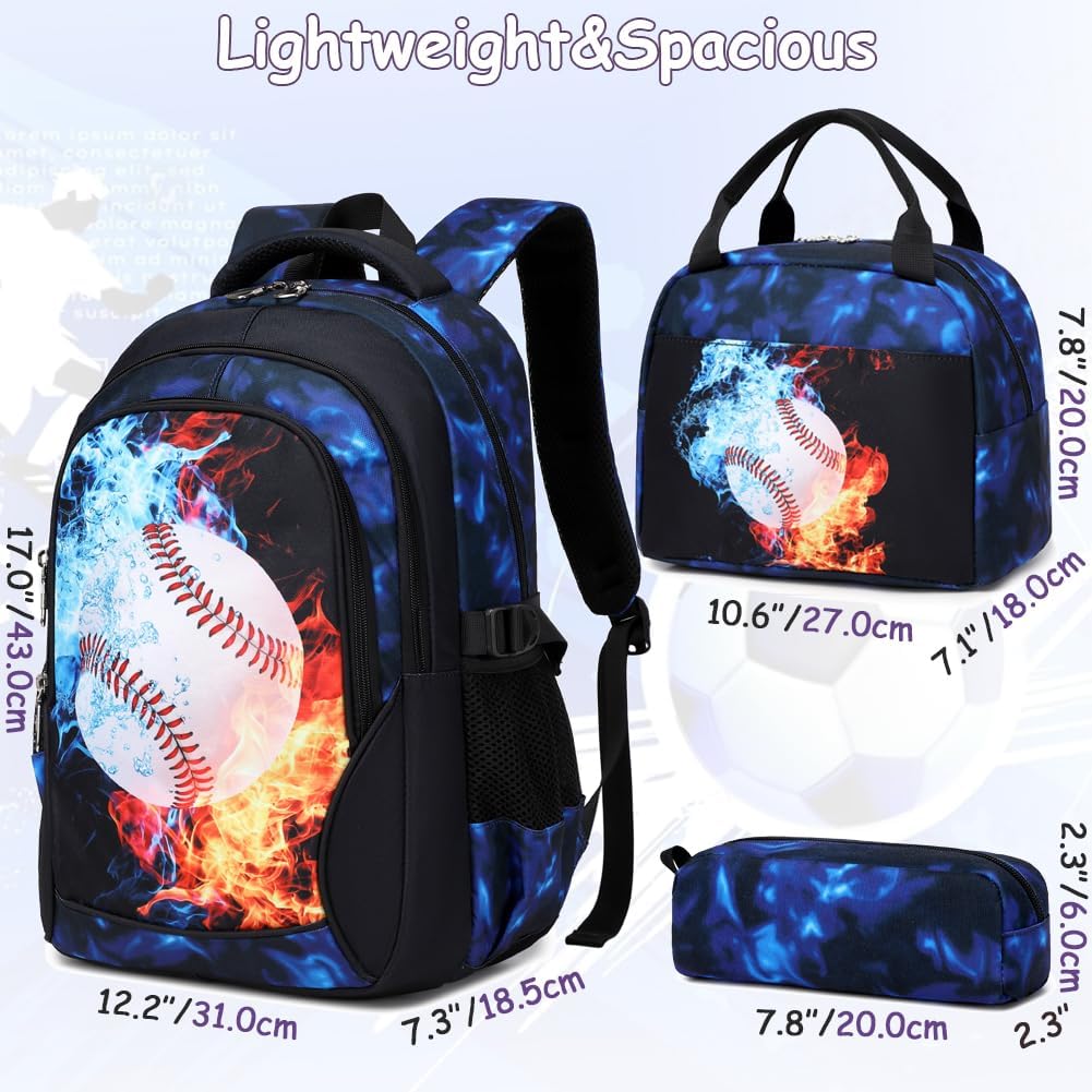 Meisohua Boys Backpack with Lunch Box Pencil Case 3pcs School Backpacks Set for Boy Kids Bookbags for Elementary Middle School Bags Water Resistant