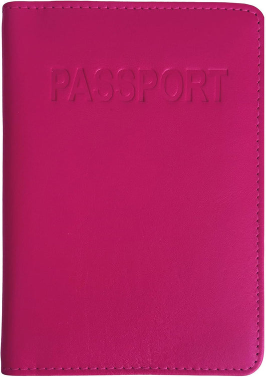 Bright Pink Genuine Leather RFID Passport Cover
