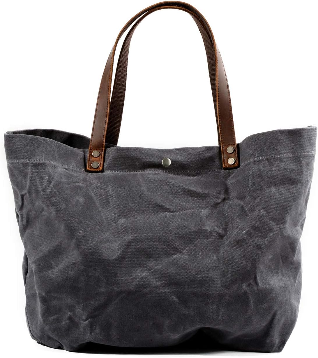 WUDON Waxed Canvas Travel Tote Bag - Extra Large Carryall Shoulder Bag for Women