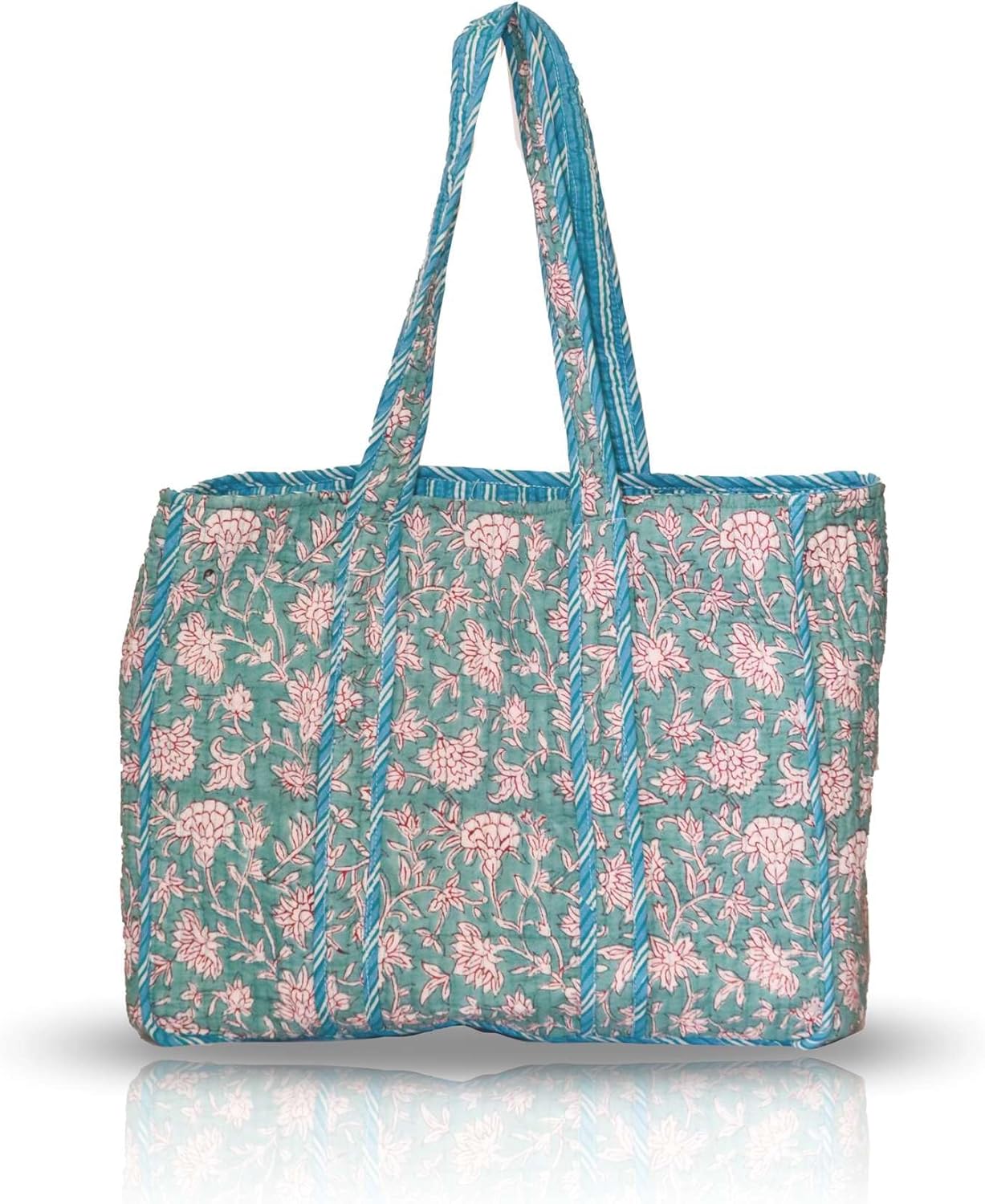 Floral Cotton Tote Bag for Women – Large Reusable Shoulder Bag for Shopping, Grocery, Beach, Travel & Everyday Use