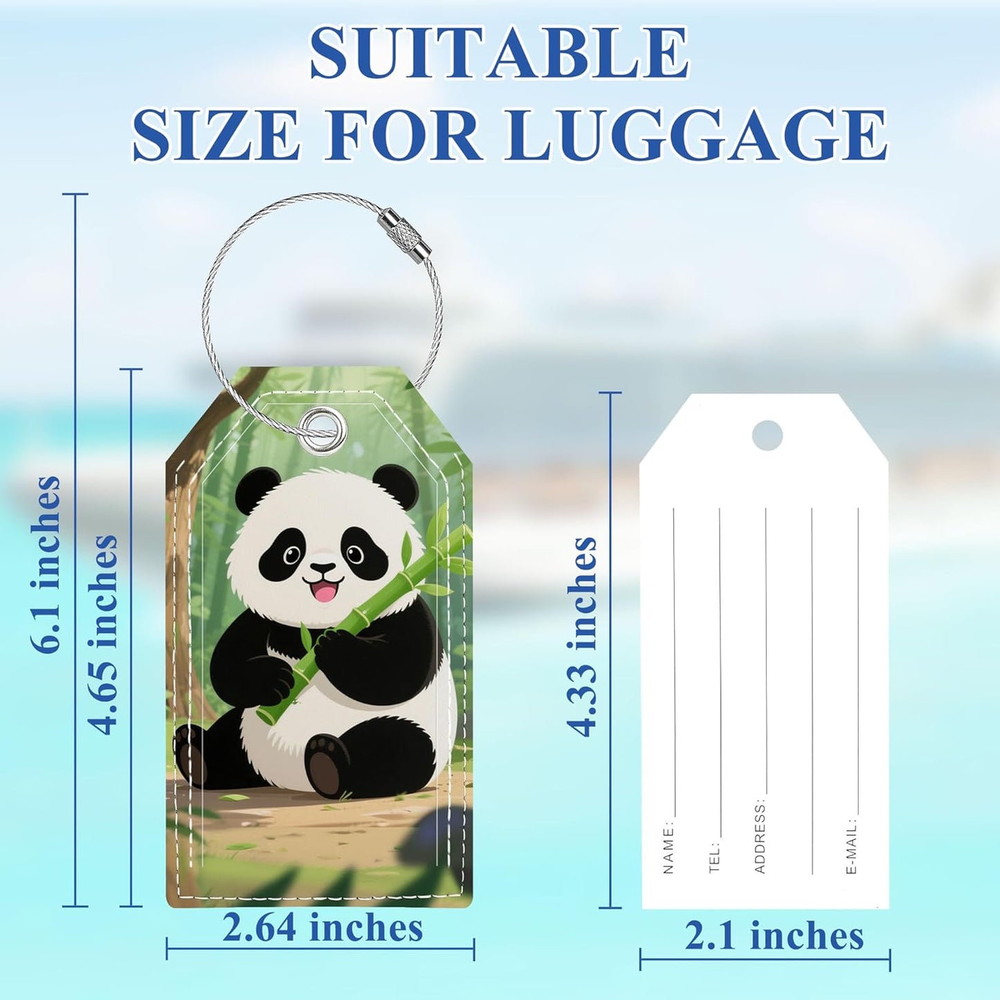 Luggage Tag, Personalized Luggage Tags for Suitcases, Cute Bag Tags for Backpacks Handbag School Instrument with Name ID Label Travel Essentials, Unique Fun Baggage Tags 2 Pack, Panda