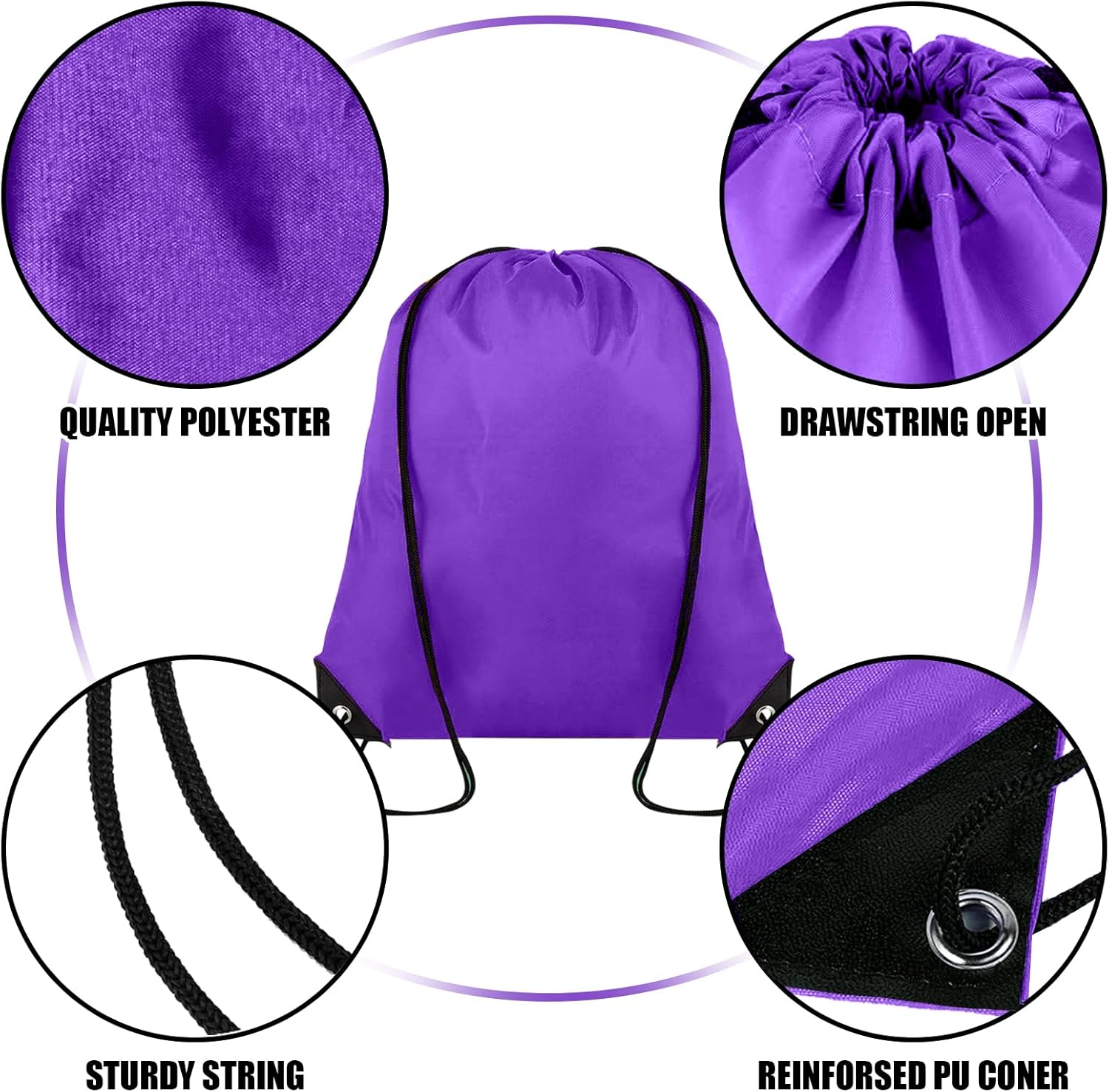 20 Pieces Drawstring Backpack Bulk Cinch Sackpack Ployster Drawstring Bags for Gym Party