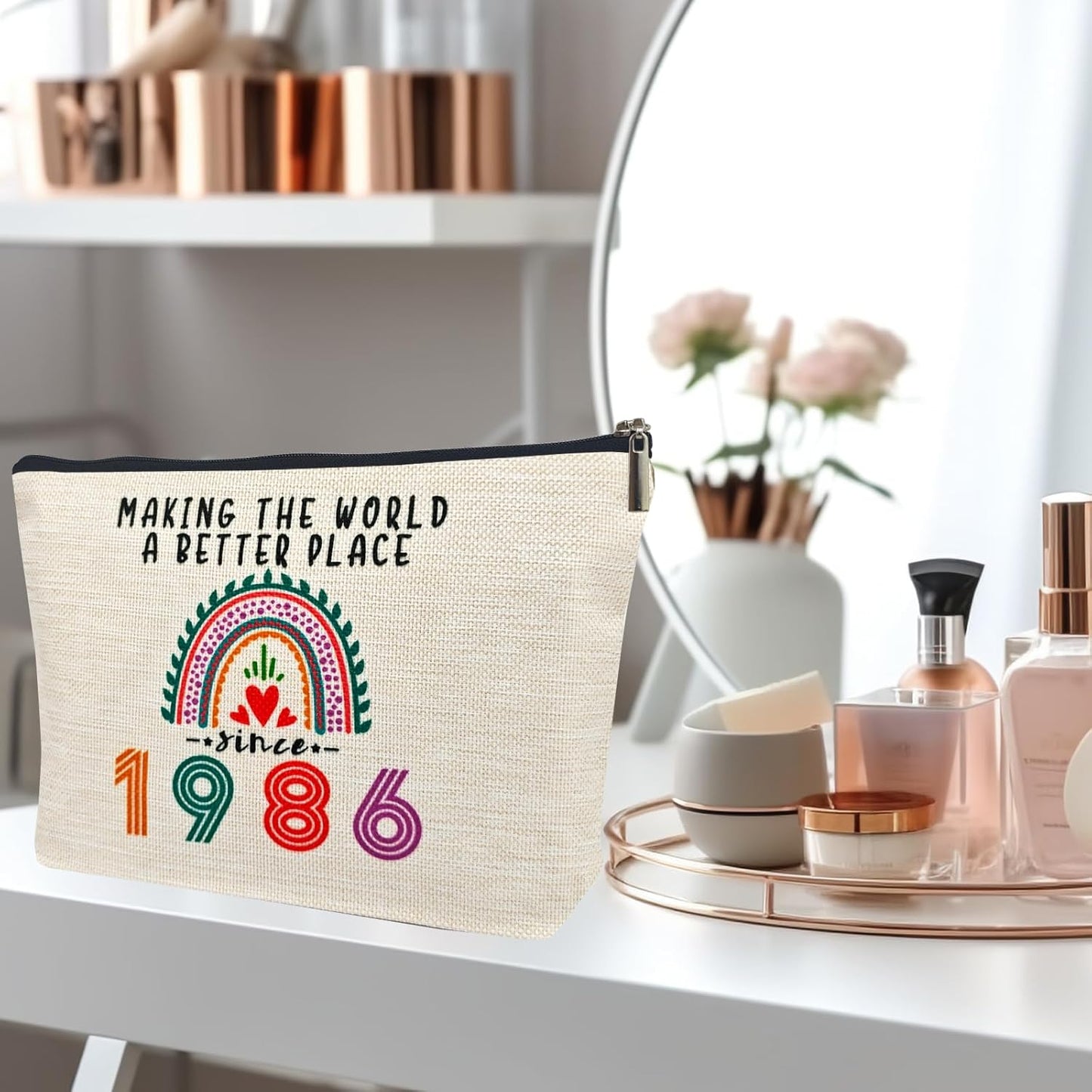 39th Birthday Gifts Women Makeup Bag, Happy 39th Birthday Decorations Woman, Best 39 Year Old Gifts Ideas for Her, Mom, Wife, Sister, Mothers Day, 1986 Anniversary Party Favors, Christmas