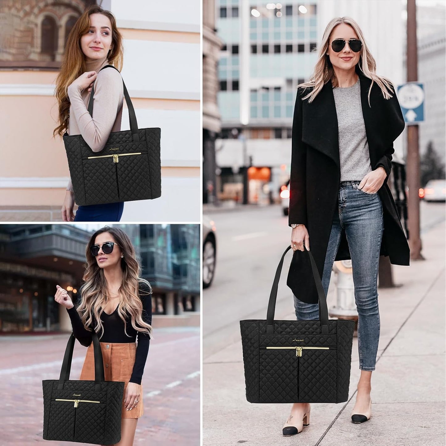 LOVEVOOK Laptop Bag for Women 17 inch,Diamond Quilted Work Tote Bags Womens Laptop Tote Bag