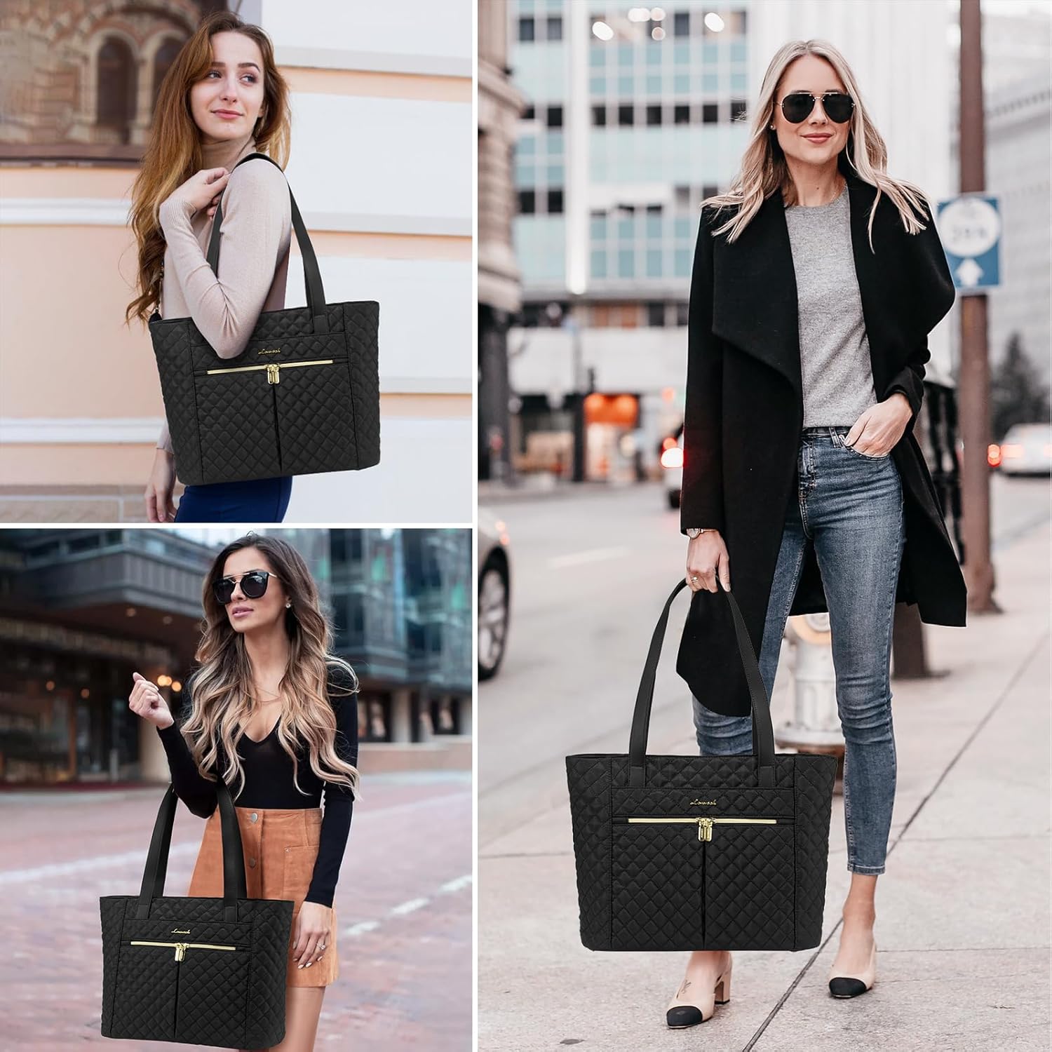 LOVEVOOK Laptop Bag for Women 17 inch,Diamond Quilted Work Tote Bags Womens Laptop Tote Bag