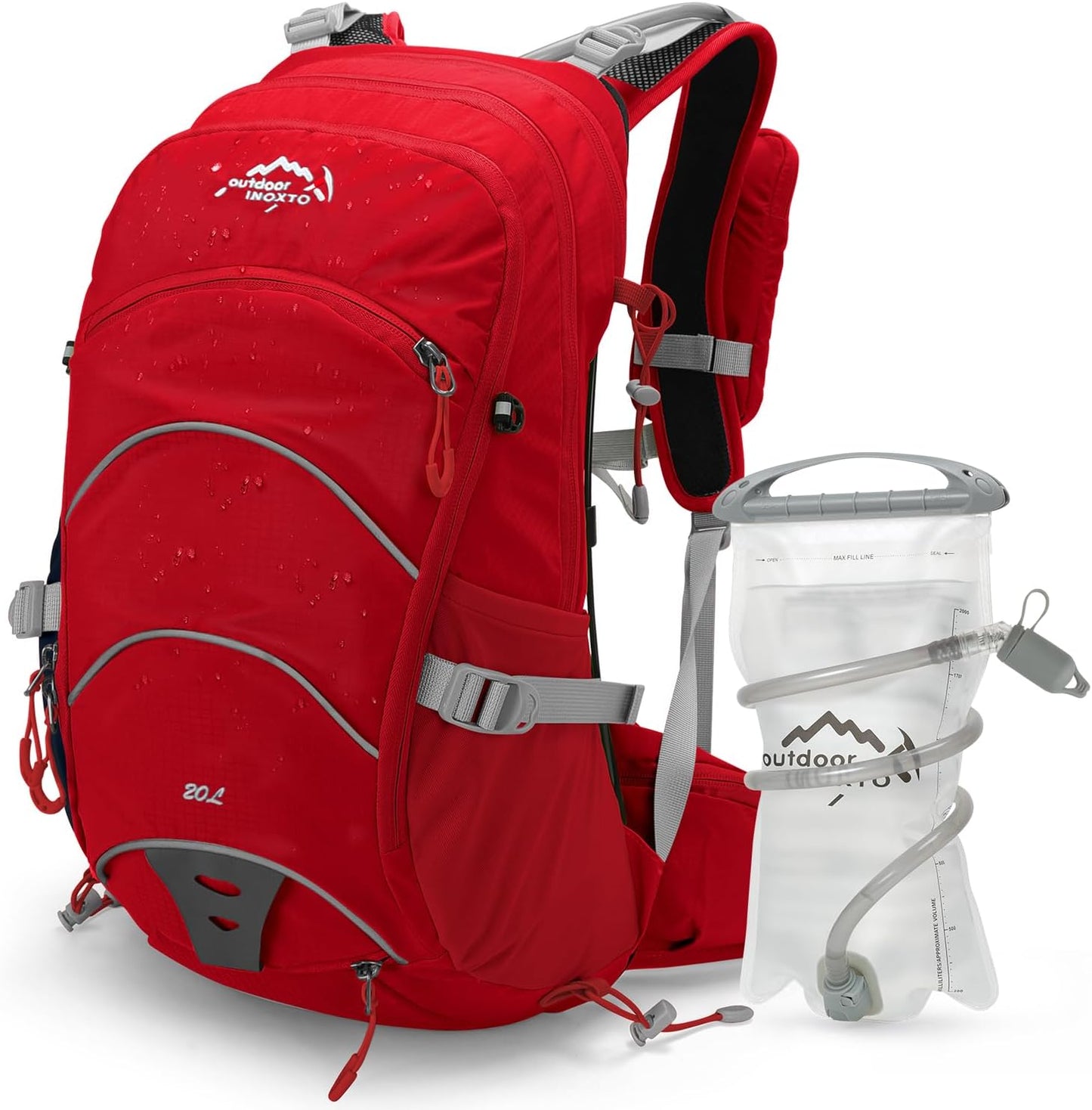 Hydration Pack,20L Hydration Backpack, Hiking Internal Frame Backpacks with 2L Hydration Water Bladder and Rain Cover, for Cycling,Camping, Hunting,Ski, Snow for Men, Women (red)
