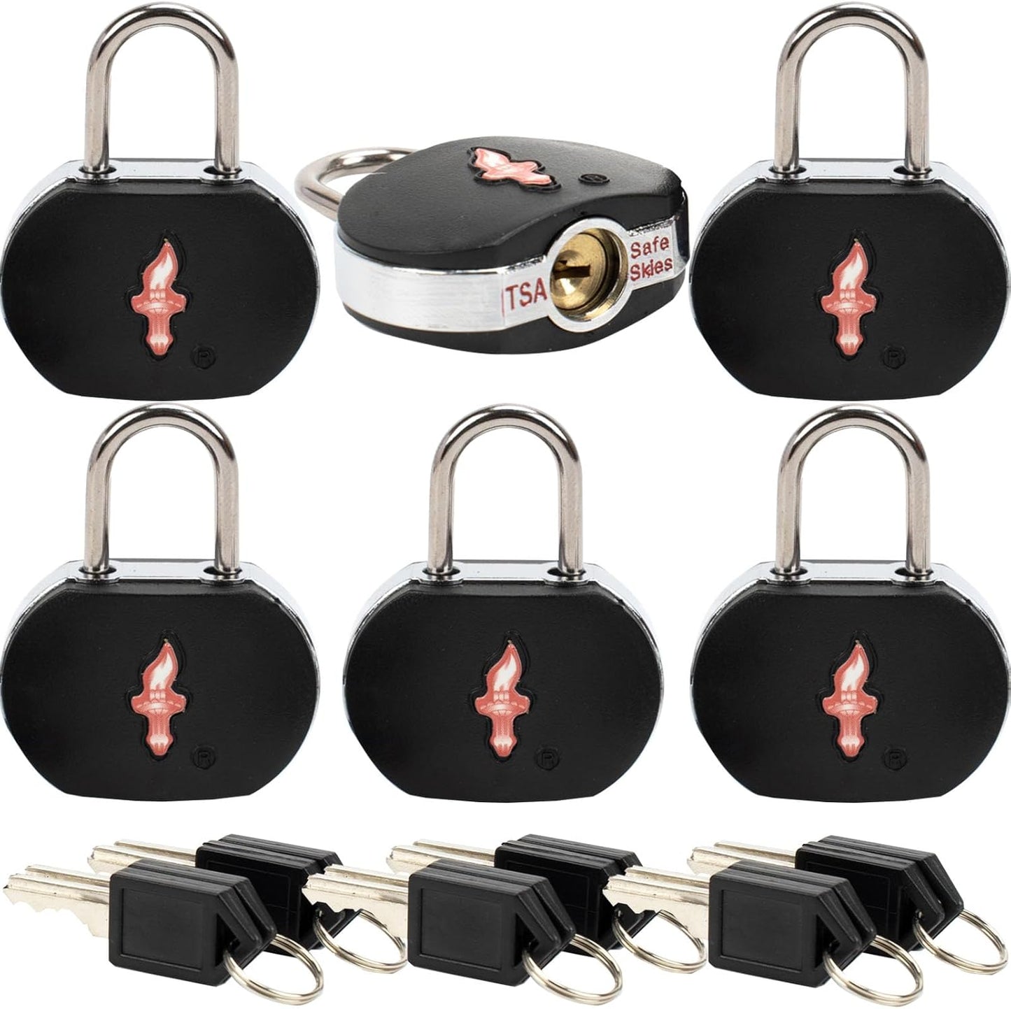 TSA Keyed Luggage Locks (6-Pack) - TSA Approved Lock for Suitcases, Backpacks, Gym Lockers & School Bags | Compact & Durable ABS w/Electroplated Rings