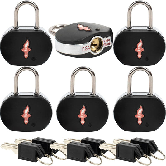TSA Keyed Luggage Locks (6-Pack) - TSA Approved Lock for Suitcases, Backpacks, Gym Lockers & School Bags | Compact & Durable ABS w/Electroplated Rings