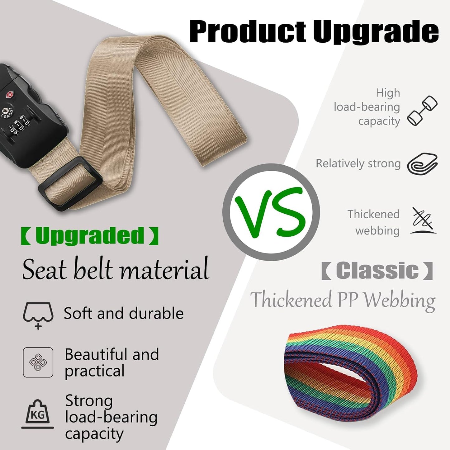 Luggage Straps TAS,Travel Strap with Name tag,Easy to Identify,Luggage Straps TSA Approved with Lock,Combination Luggage Lock with Adjustable Length,Compatible with 20-34 inch Luggage(Khaki 1 Pack)