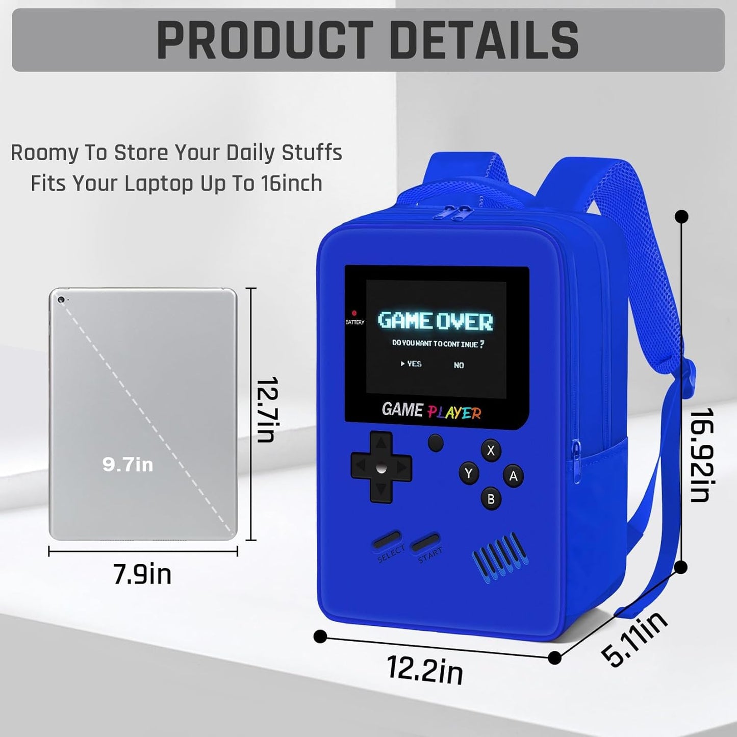 Gamer Backpack for Boys,School Boys Backpack for Kids Children Teens Elementary Middle High School,17" Large Capacity Student Bookbag & Multifunctional Video Game Travel Bag