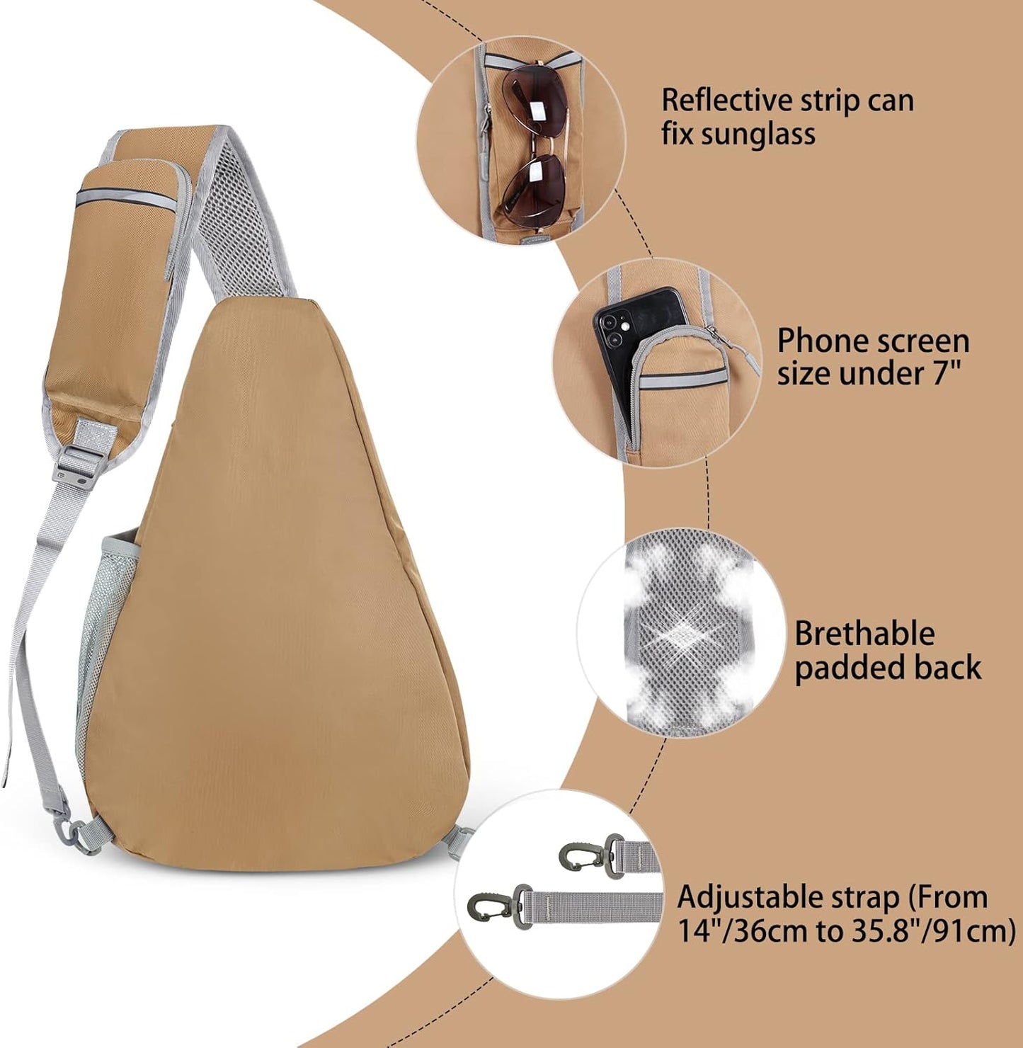 ZOMAKE Sling Bag,Small Crossbody Sling Backpack,Water Resistant Shoulder Daypack for Travel,Anti