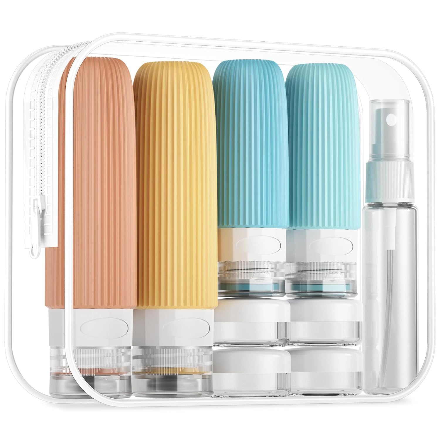 16 Pack Travel Bottles Set, TSA Approved Leak Proof Silicone Squeezable Containers for Toiletries