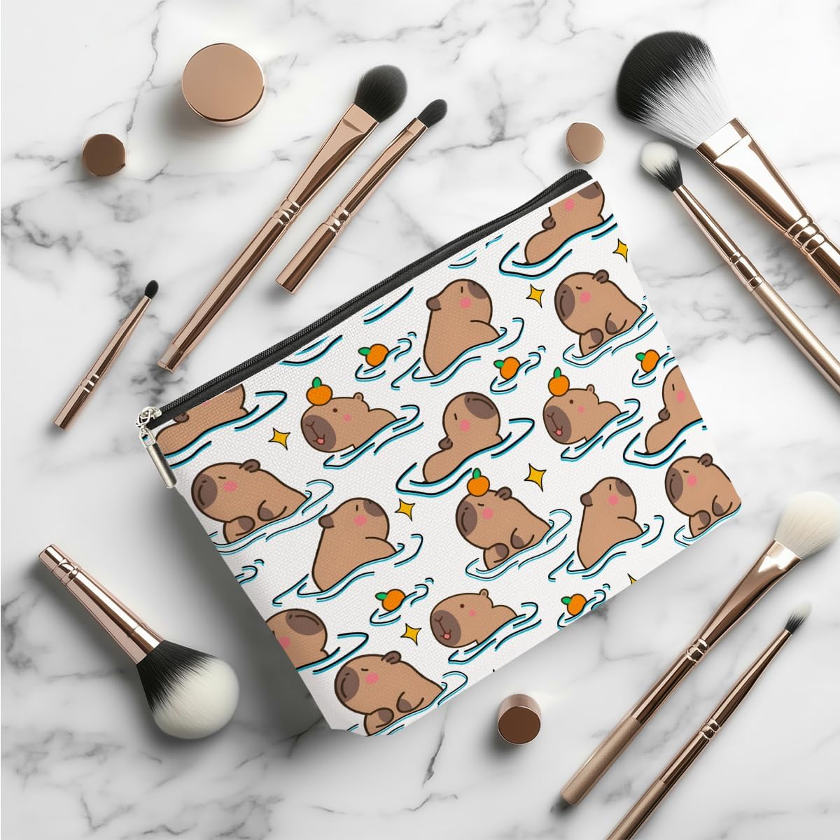 Cute Capybara Makeup Bag, Capybara Gifts for Women, Capybara Lovers Cosmetic Bag Travel Organizer Bags Makeup Pouch, Capybara Stuff Animal Lovers Gifts for Girls Sister Christmas birthday Gifts