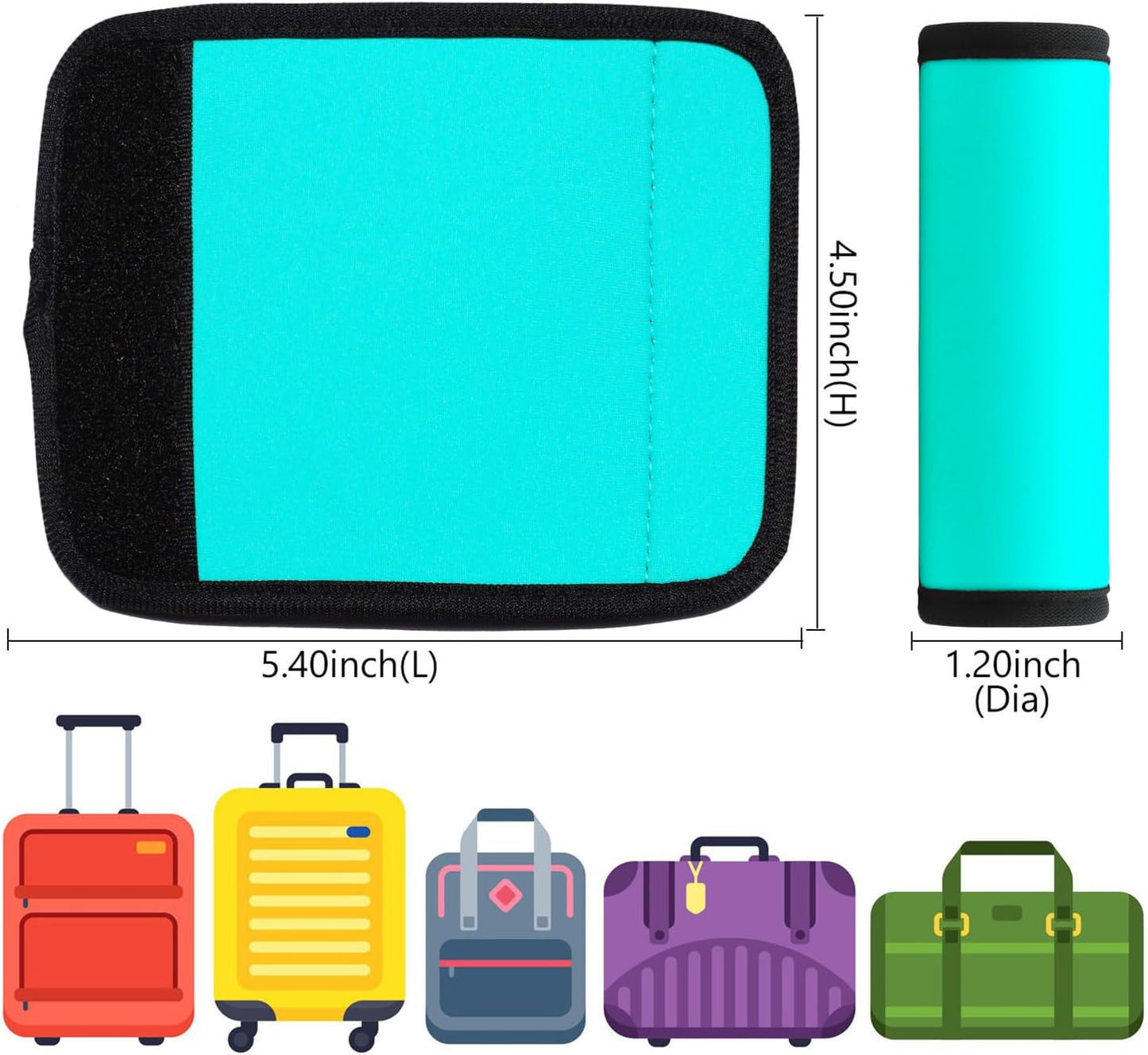 Luggage Handle Wrap 2 Pack Luggage Handle Wraps for Suitcase Bright Neoprene Luggage Handle Covers/Extender/Identifiers-Travel Accessories Must Haves (Aqua-2 Pack)
